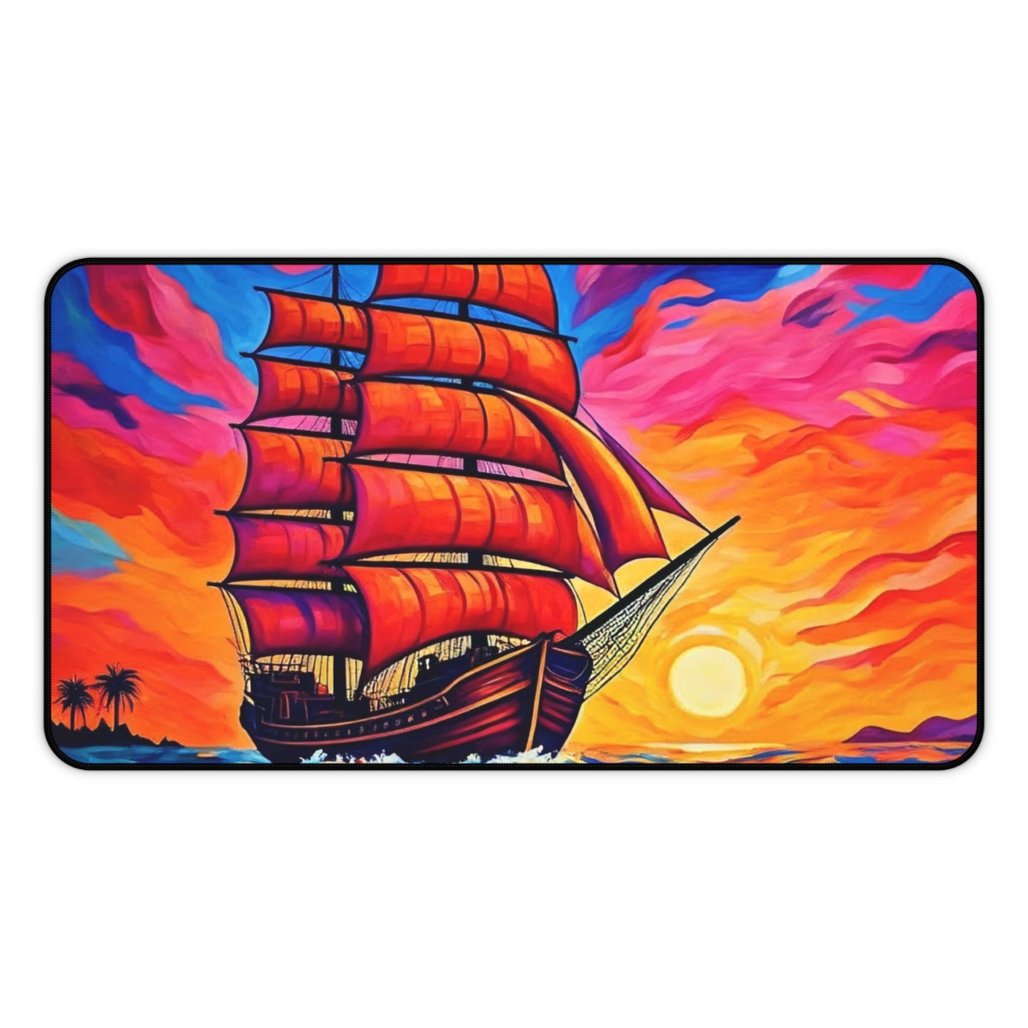 Desk Mat - Sunset Ship Sailing Mouse Pad