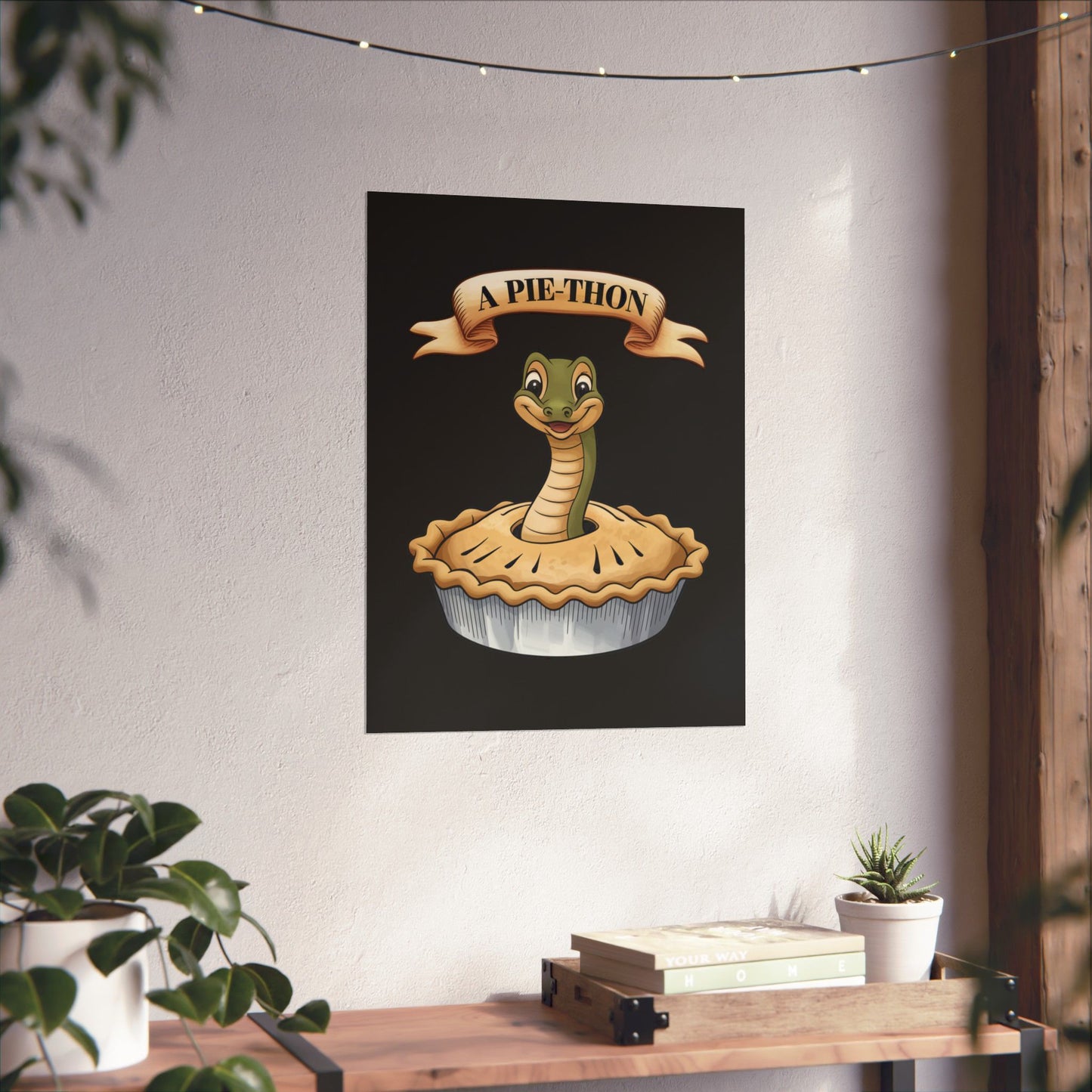 Vertical Poster - Funny 'Pie-Thon' Snake in Pie Joke Print