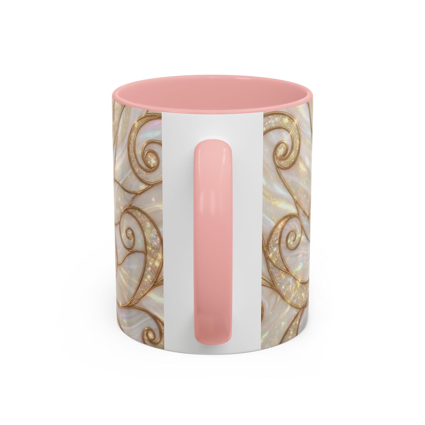 Pink Rose Stained Glass Mug, Gold Floral Coffee Cup, Romantic Flower Tea Cup, Gardener Gift For Mom, Botanical Art, Wife Birthday Gift