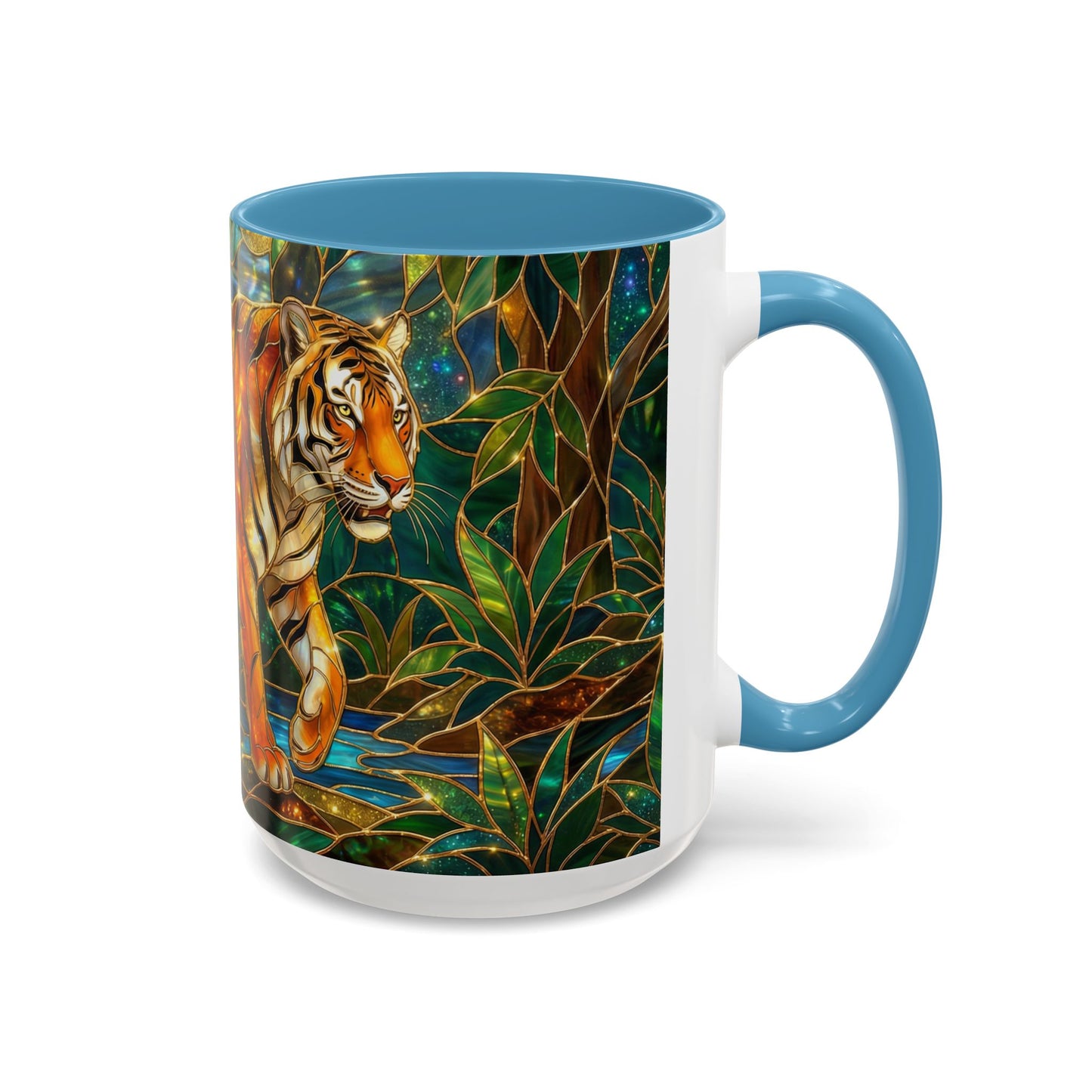 Stained Glass Tiger Mug, Tiger Coffee Cup, Wildlife Art Mug, Jungle Tiger Gift, Animal Lover Mug, Nature Inspired Coffee Cup