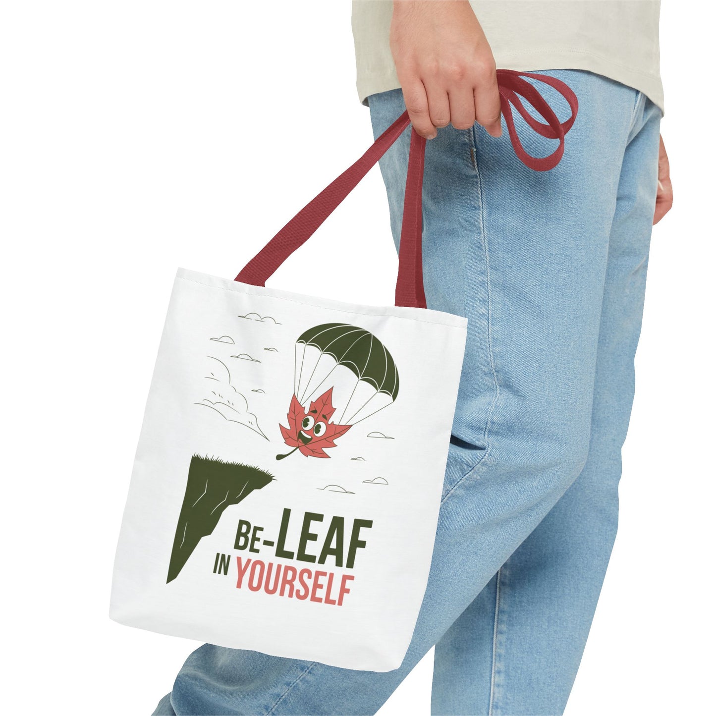 Tote Bag - Be-Leaf In Yourself Pun Design