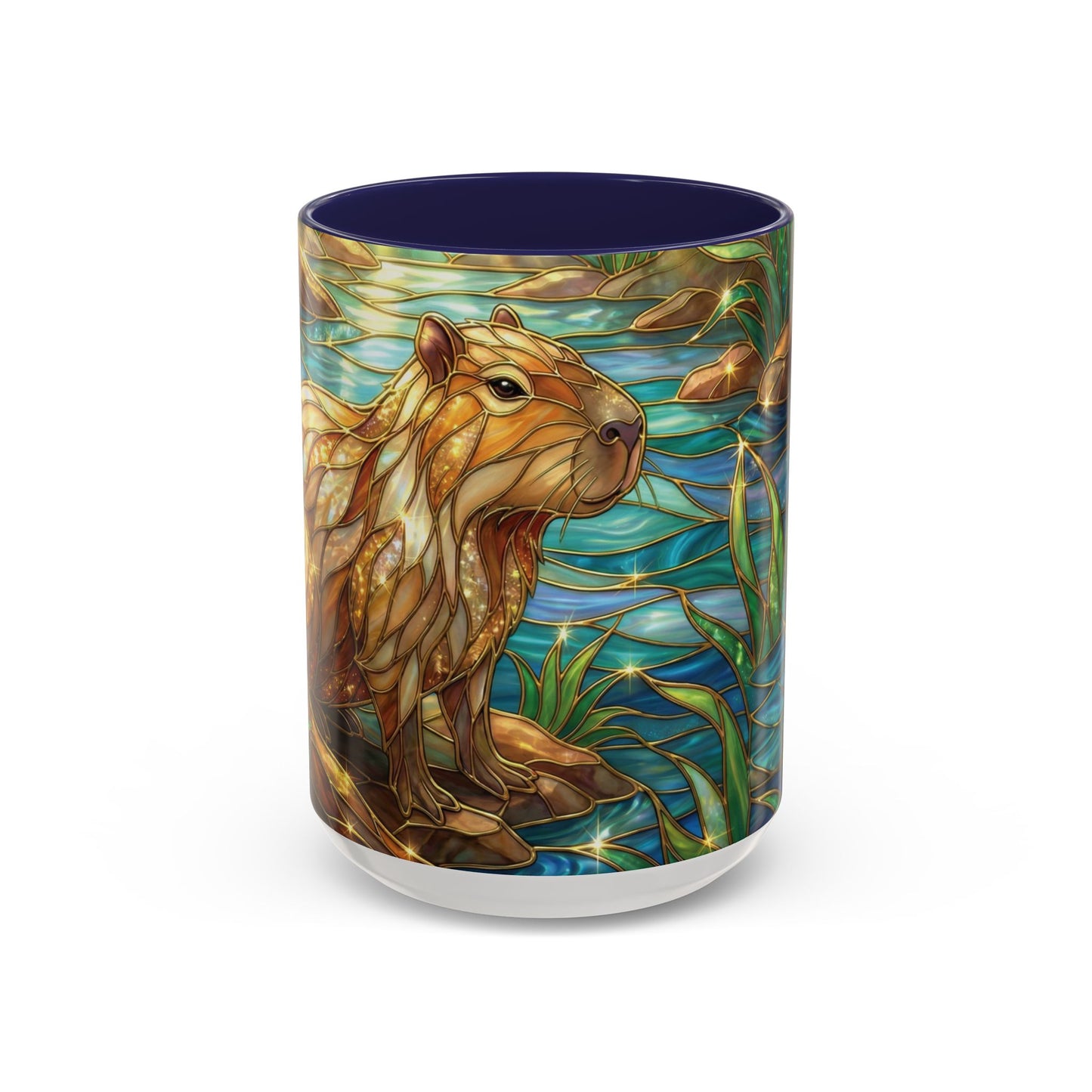 Capybara Coffee Mug, Stained Glass Capybara Mug, Cute Animal Art Mug, Nature Lover Gift, Unique Ceramic Coffee Cup, 11oz 15oz Wildlife Mug