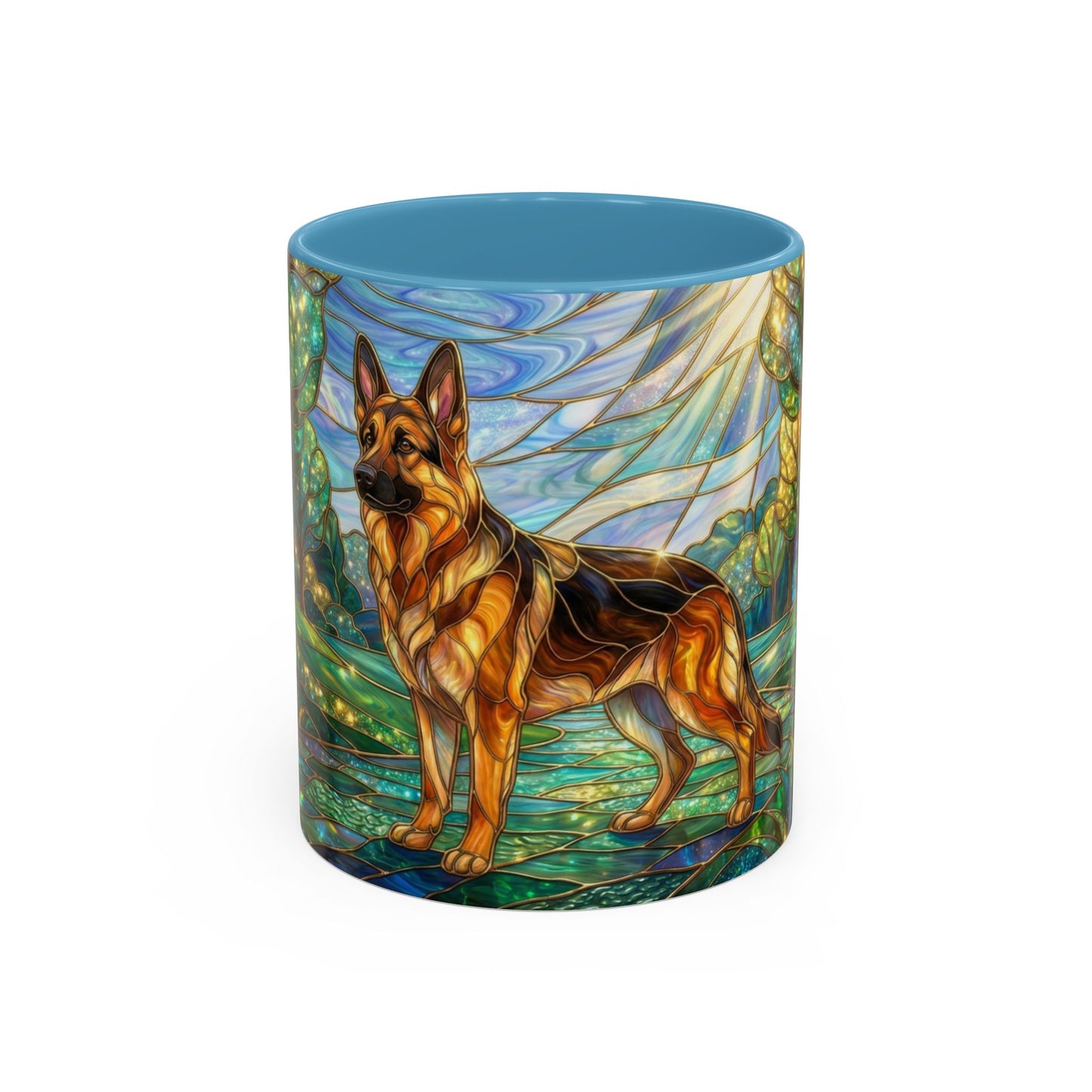 Stained Glass German Shepherd Mug, Dog Lover Coffee Mug, German Shepherd Art Cup, Pet Memorial Gift, Colorful Dog Mug, Nature Art Mug
