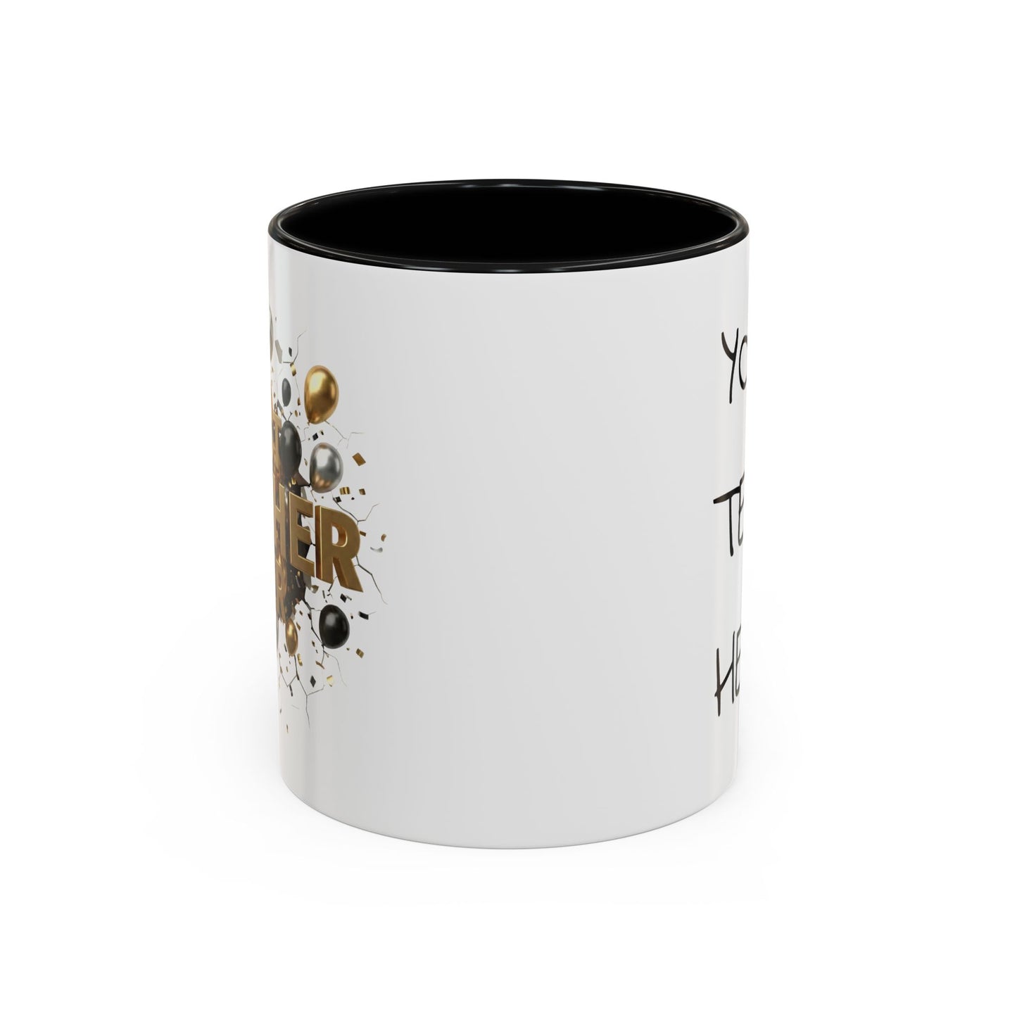 Personalized Teacher Mug, Best Teacher Ever Gift, Custom Educator Coffee Cup, 3D Gold Balloon Design, Teacher Appreciation Present