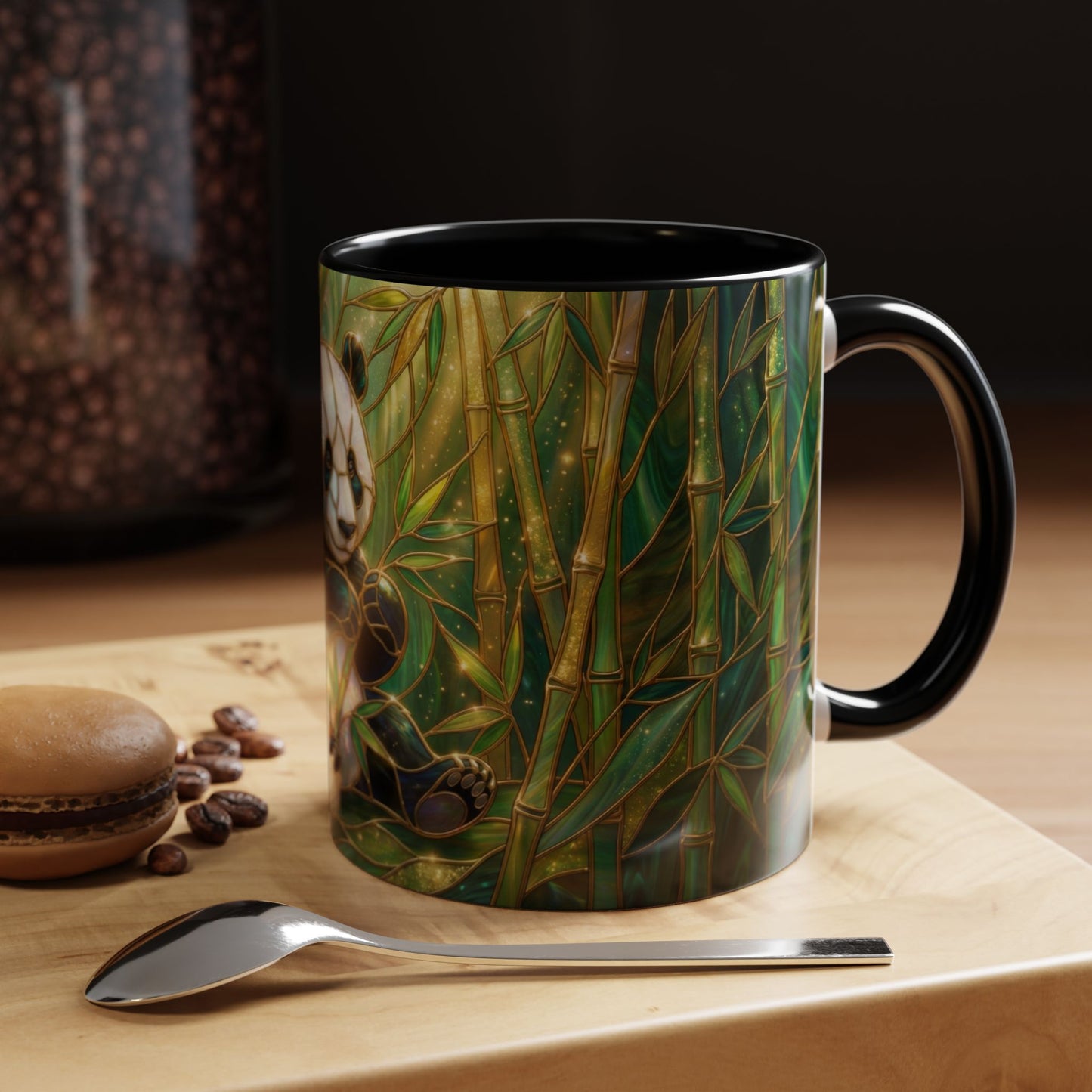 Stained Glass Panda Mug, Panda Coffee Mug, Bamboo Panda Cup, Cute Panda Gift, Nature Animal Mug, Wildlife Art Mug, Panda Lover Gift