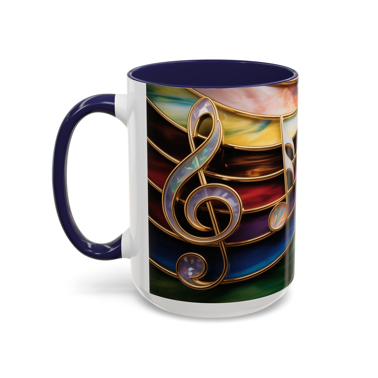 Stained Glass Music Notes Mug - Colorful Music Lover Gift - Music Teacher Mug - Treble Clef Coffee Cup - Musician Gift Idea - 11oz & 15oz Ceramic Mug