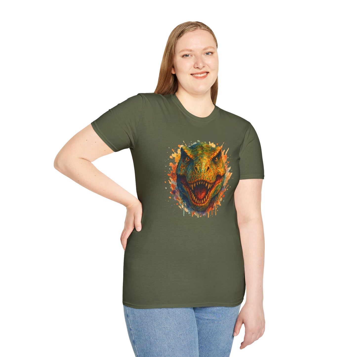 Watercolor T-Rex T-Shirt | Psychedelic Dinosaur Tee | Prehistoric Rainbow Dino Gift | Unisex Cotton Graphic Shirt Jurassic Tee