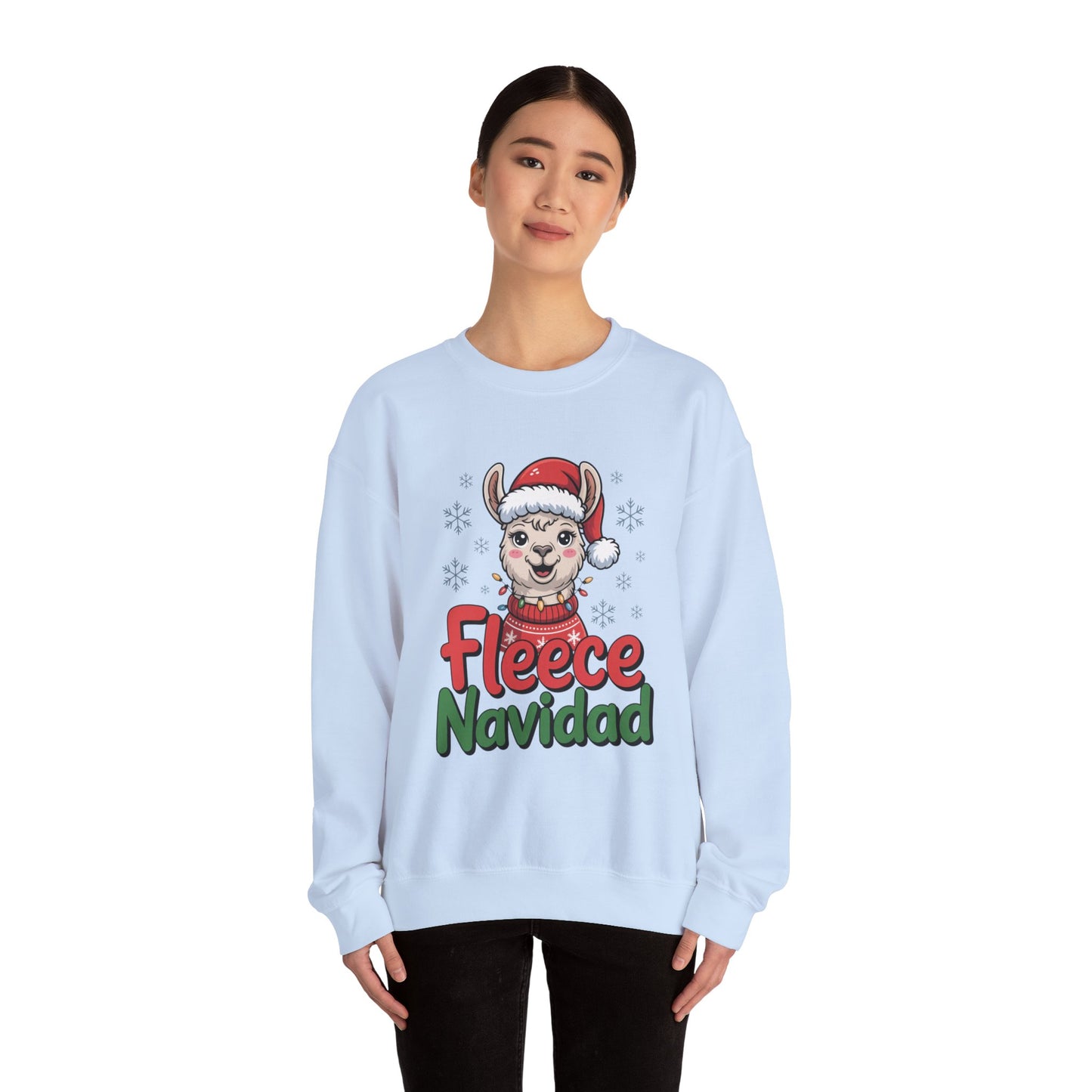 Fleece Navidad Christmas Sweatshirt, Funny Llama Holiday Sweater, Cozy Unisex Crewneck, Cute Christmas Pun Gift For Friends And Family