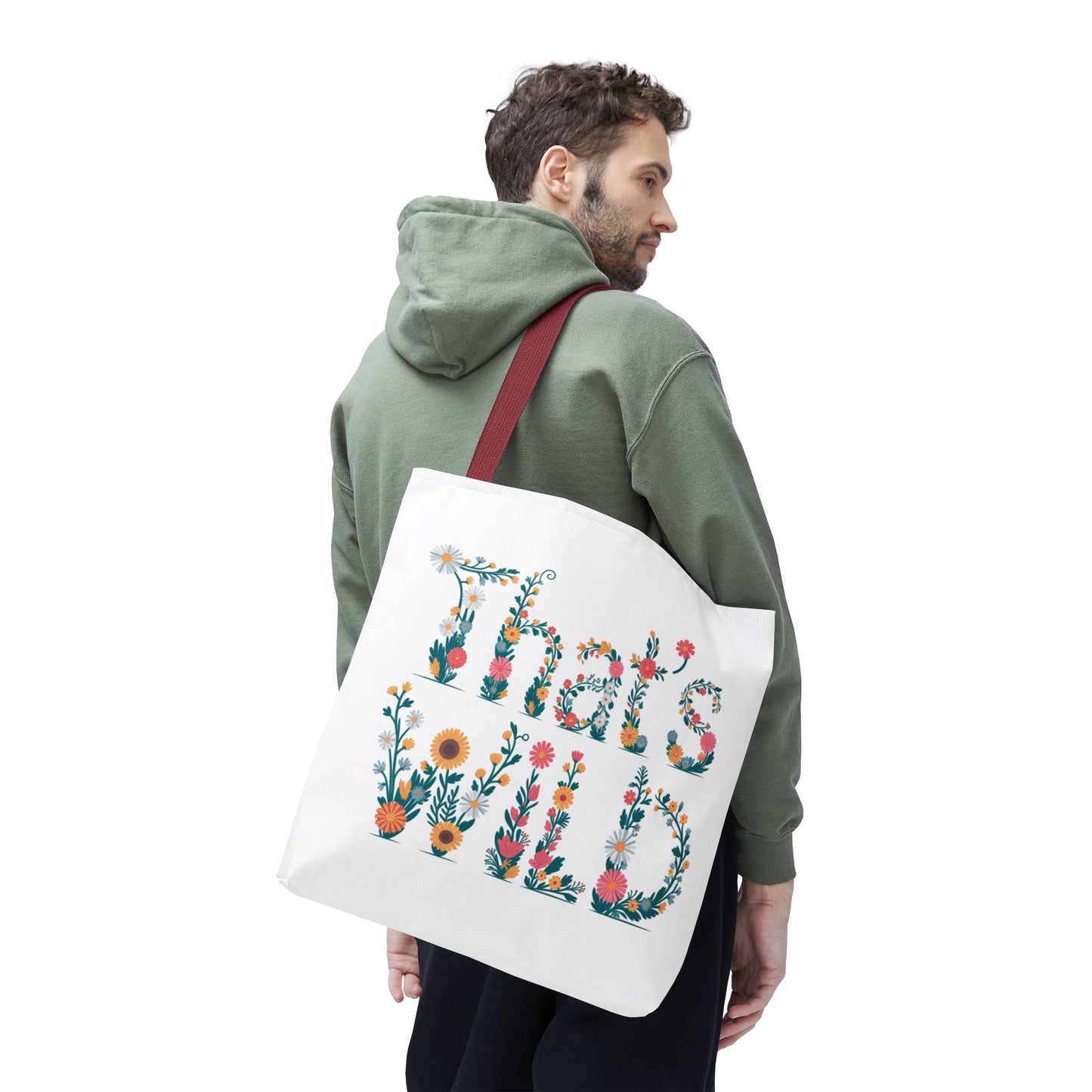 That’s Wild Floral Tote Bag – Cute Boho Canvas Bag With Colorful Flower Lettering, Eco Reusable Shopping Tote, Nature Lover Gift For Everyday Style