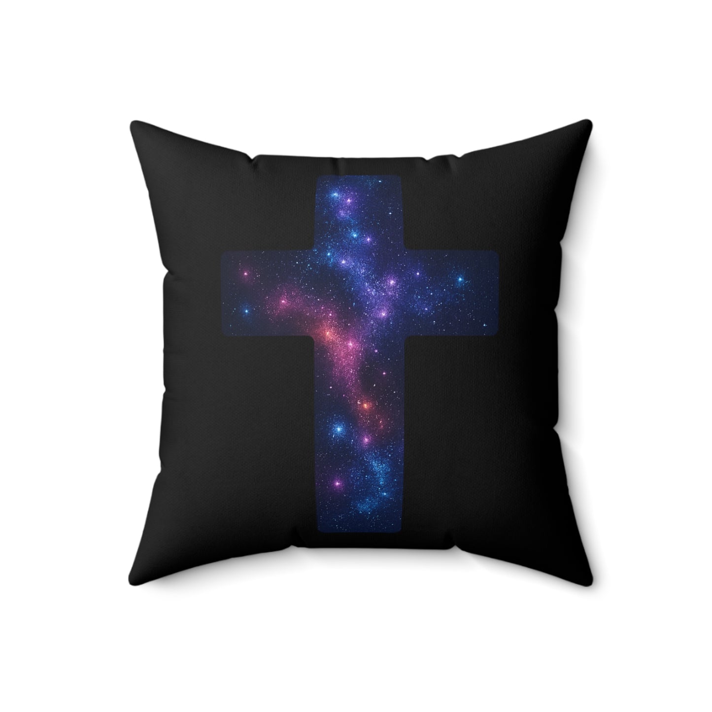 Square Pillow - Cosmic Cross Design Christian Pillow Spiritual Decor Faith Based Throw Religious Decoration Gift for Believers