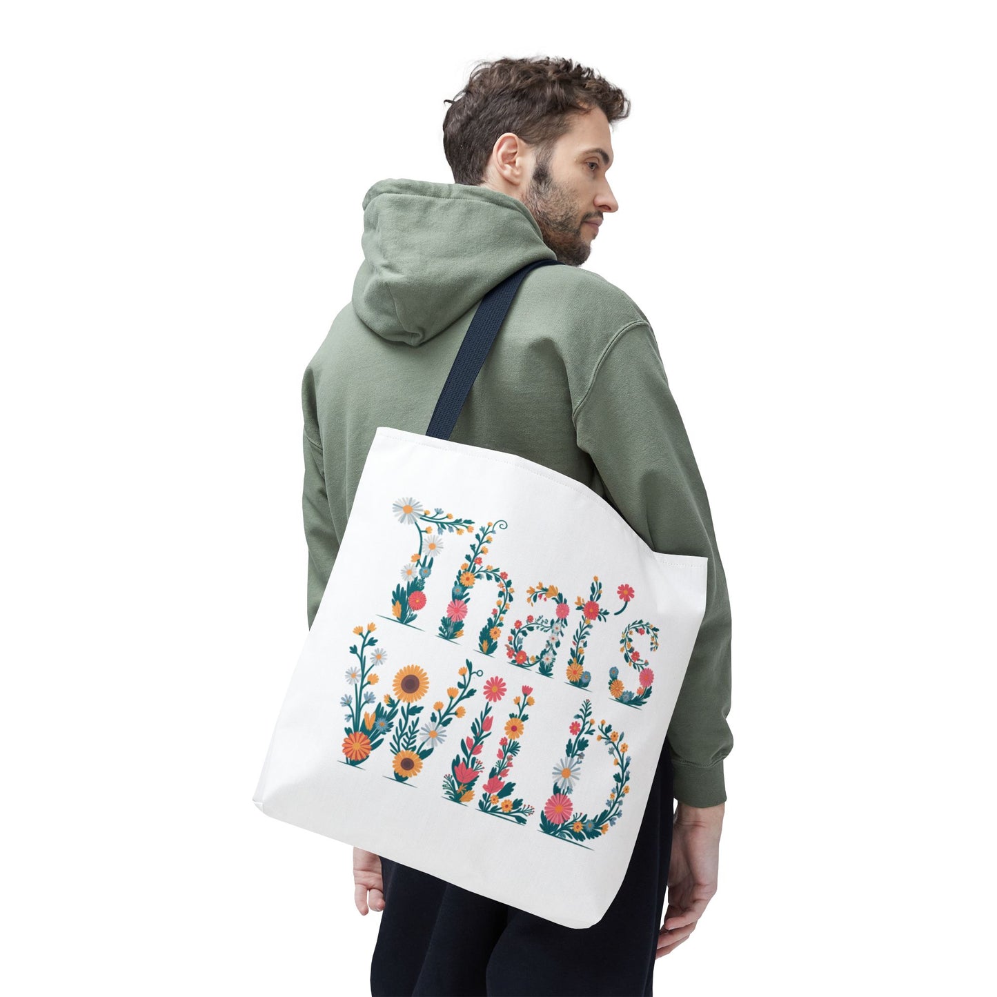 That’s Wild Floral Tote Bag – Cute Boho Canvas Bag With Colorful Flower Lettering, Eco Reusable Shopping Tote, Nature Lover Gift For Everyday Style