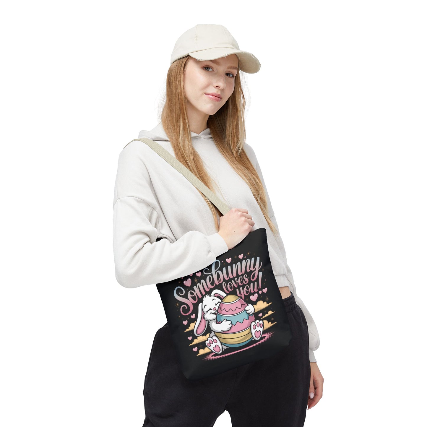Easter Bunny Tote Bag Somebunny Loves You Easter Bag Bunny
