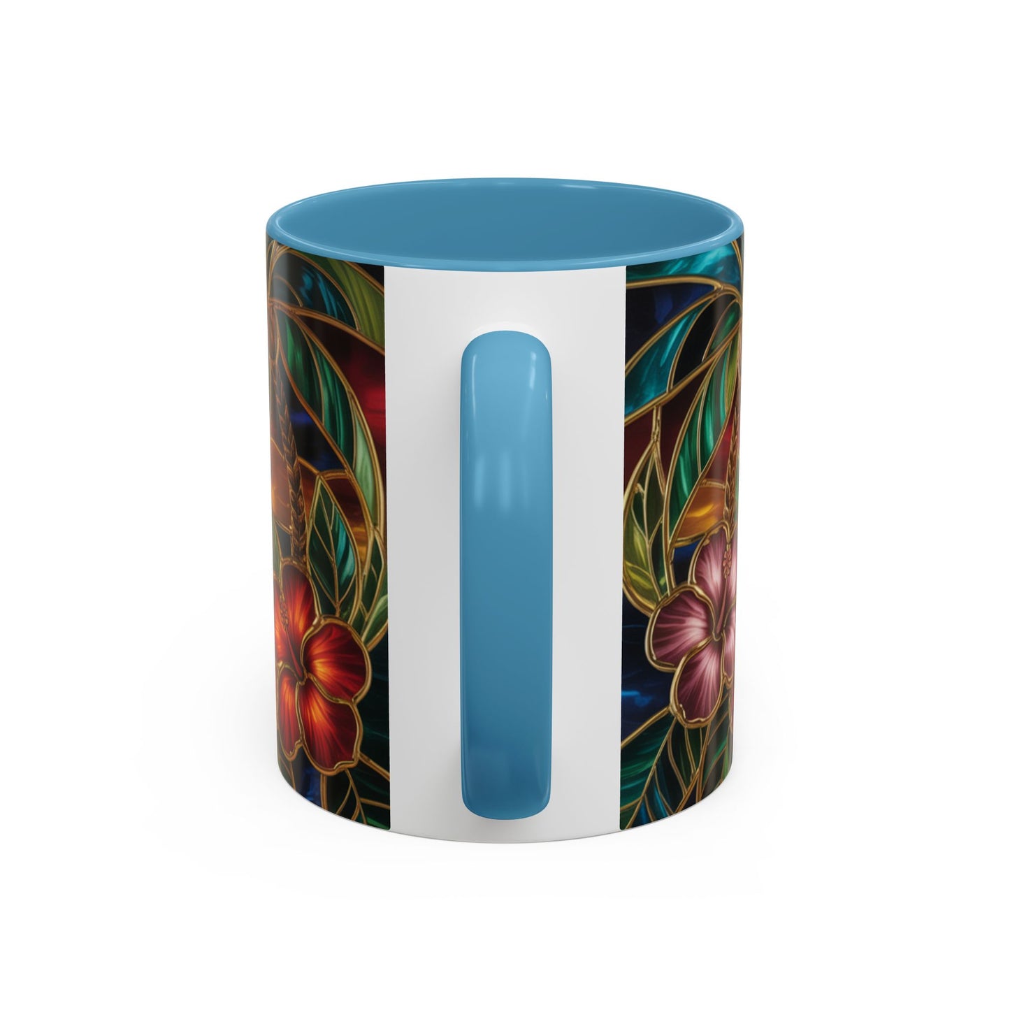 Stained Glass Tropical Sunset Mug, Hibiscus Flower Coffee Cup, Beach Lover Gift, Colorful Palm Tree Mug, Coastal Art Drinkware, Summer Cup
