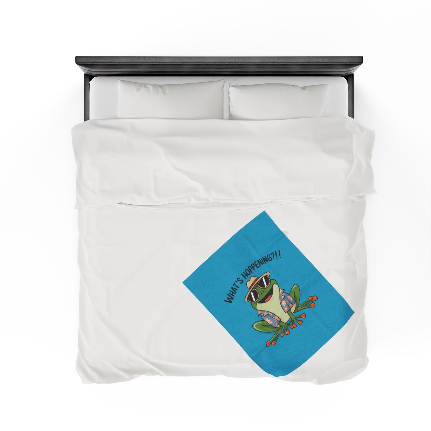 Plush Blanket - Frog What's Hoppening Pun Design