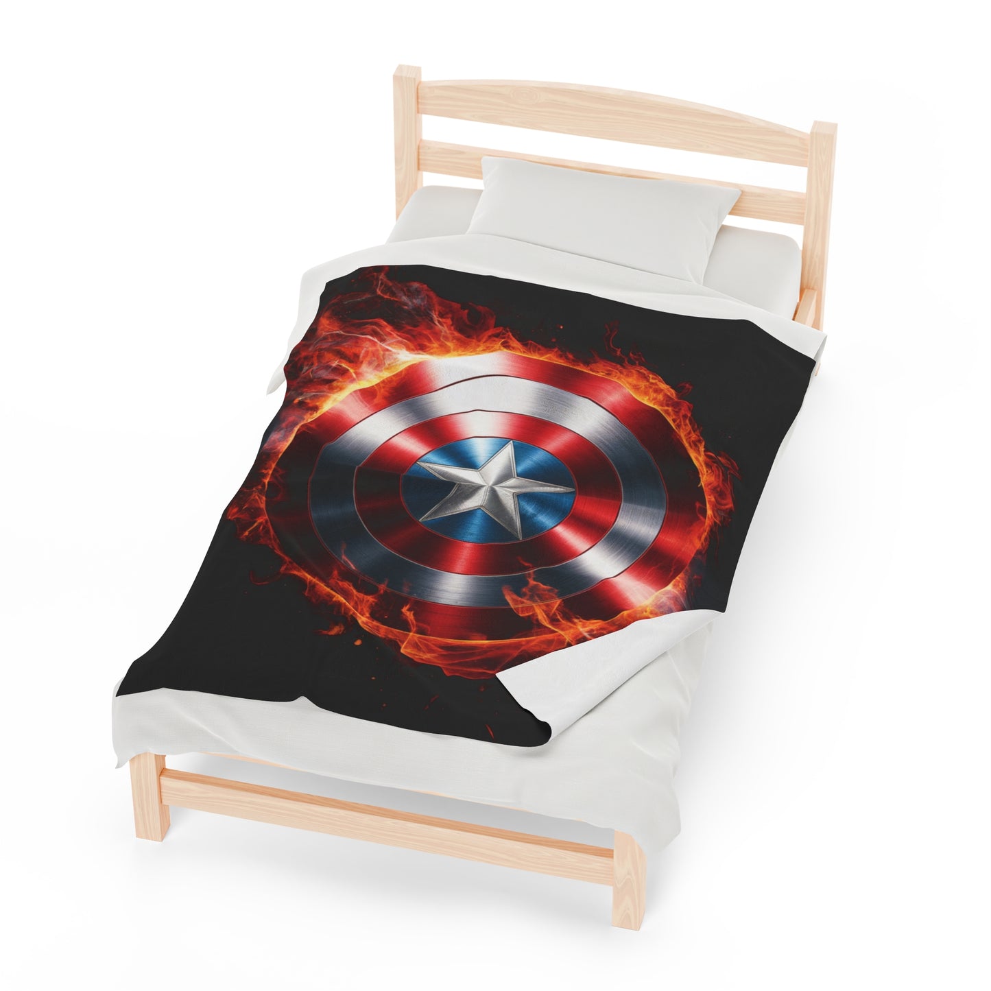 Plush Blanket Shield Flames Design