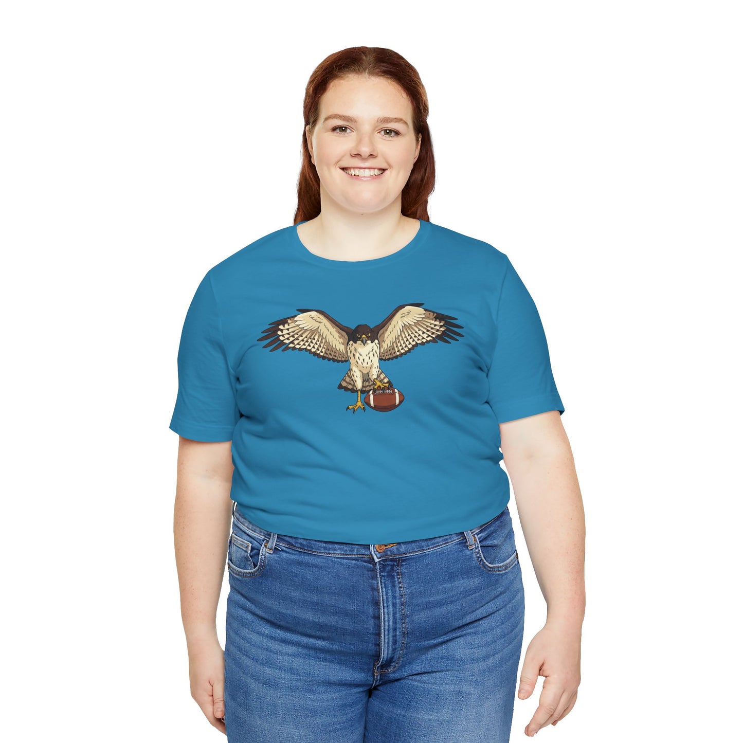 Hawk Football Shirt, Hawk Holding Football T Shirt, Football Mascot Tee, Bird Of Prey Shirt, Sports Fan Gift, Game Day Hawk Tee