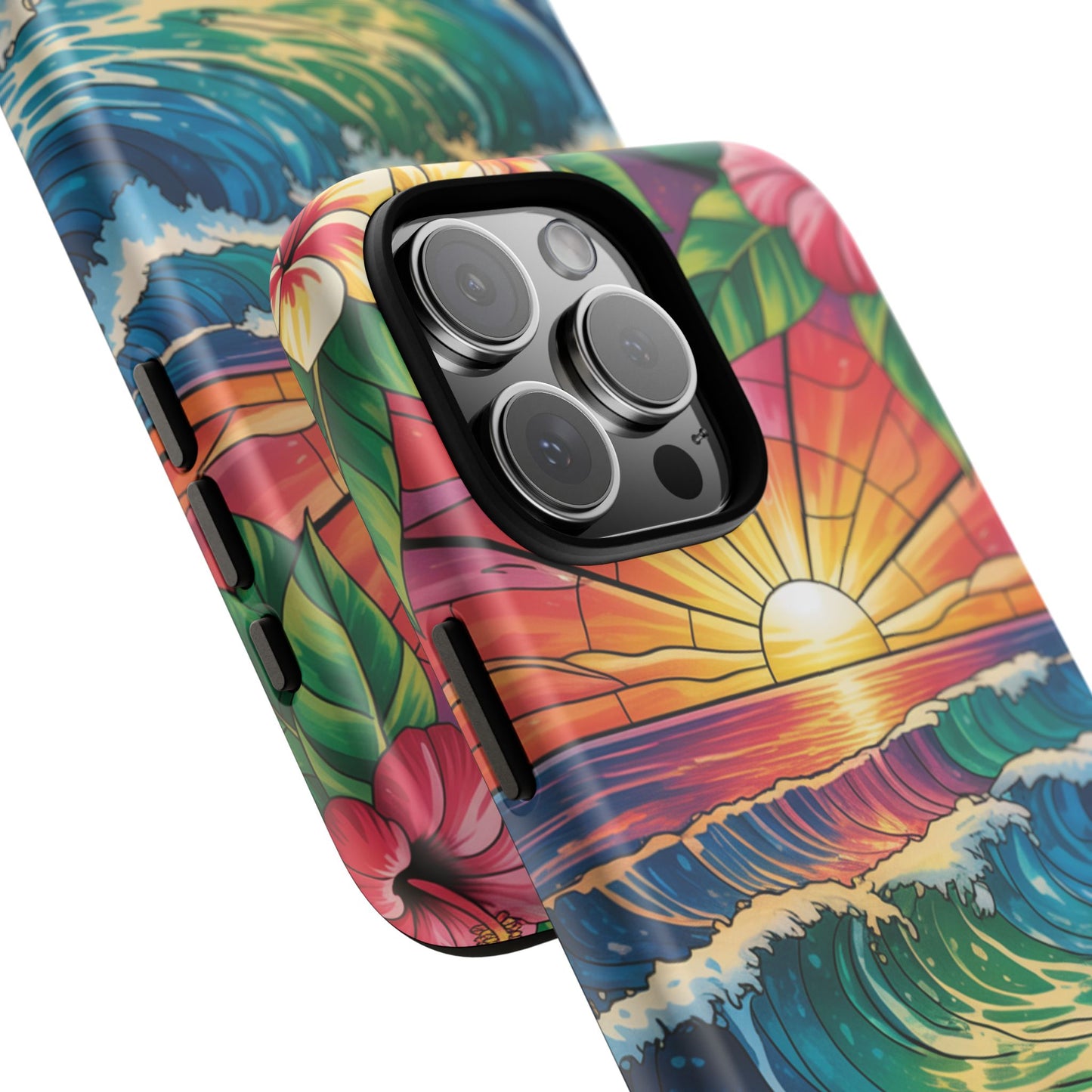 Ohana iPhone Case Tropical Hawaiian Sunset Phone Cover Wave Floral Beach Art Cute Gift for iPhone Lovers