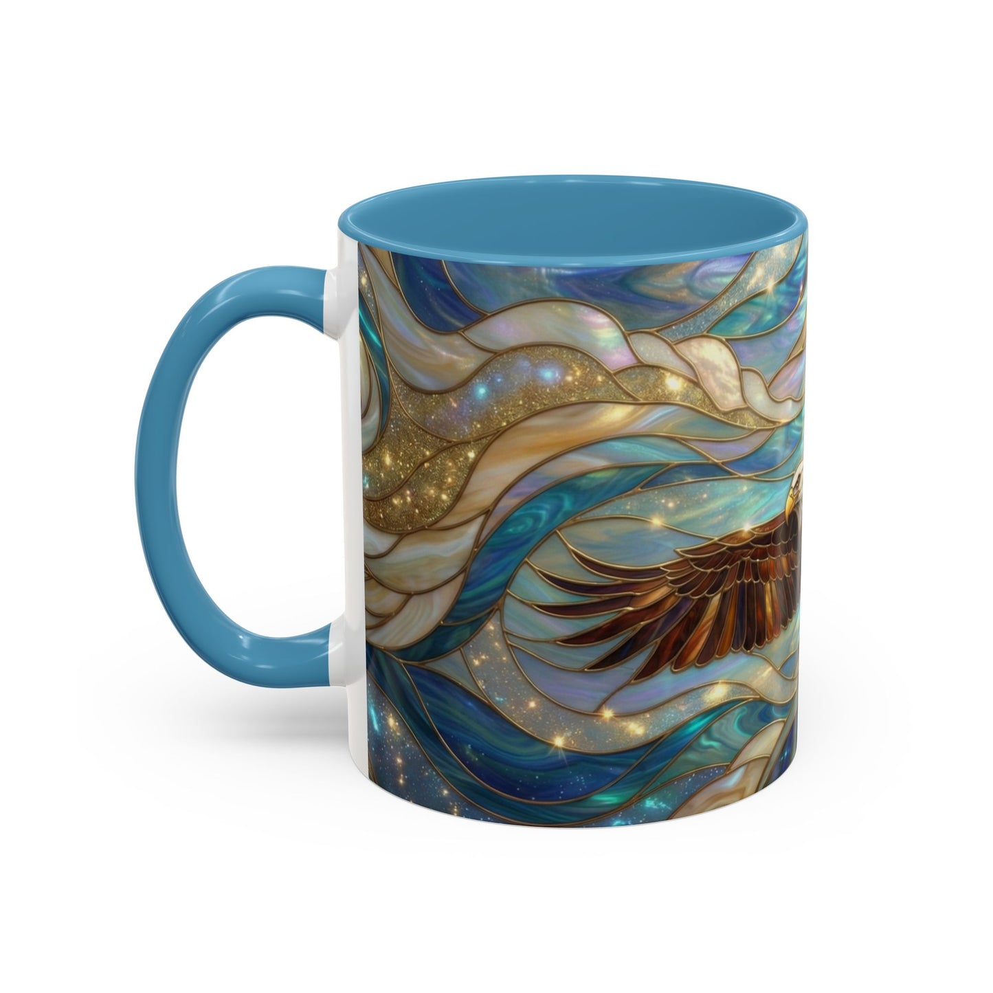 Stained Glass Eagle Mug, Bald Eagle Coffee Mug, Patriotic Eagle Cup, Wildlife Art Mug, Freedom Bird Mug, Nature Art Gift