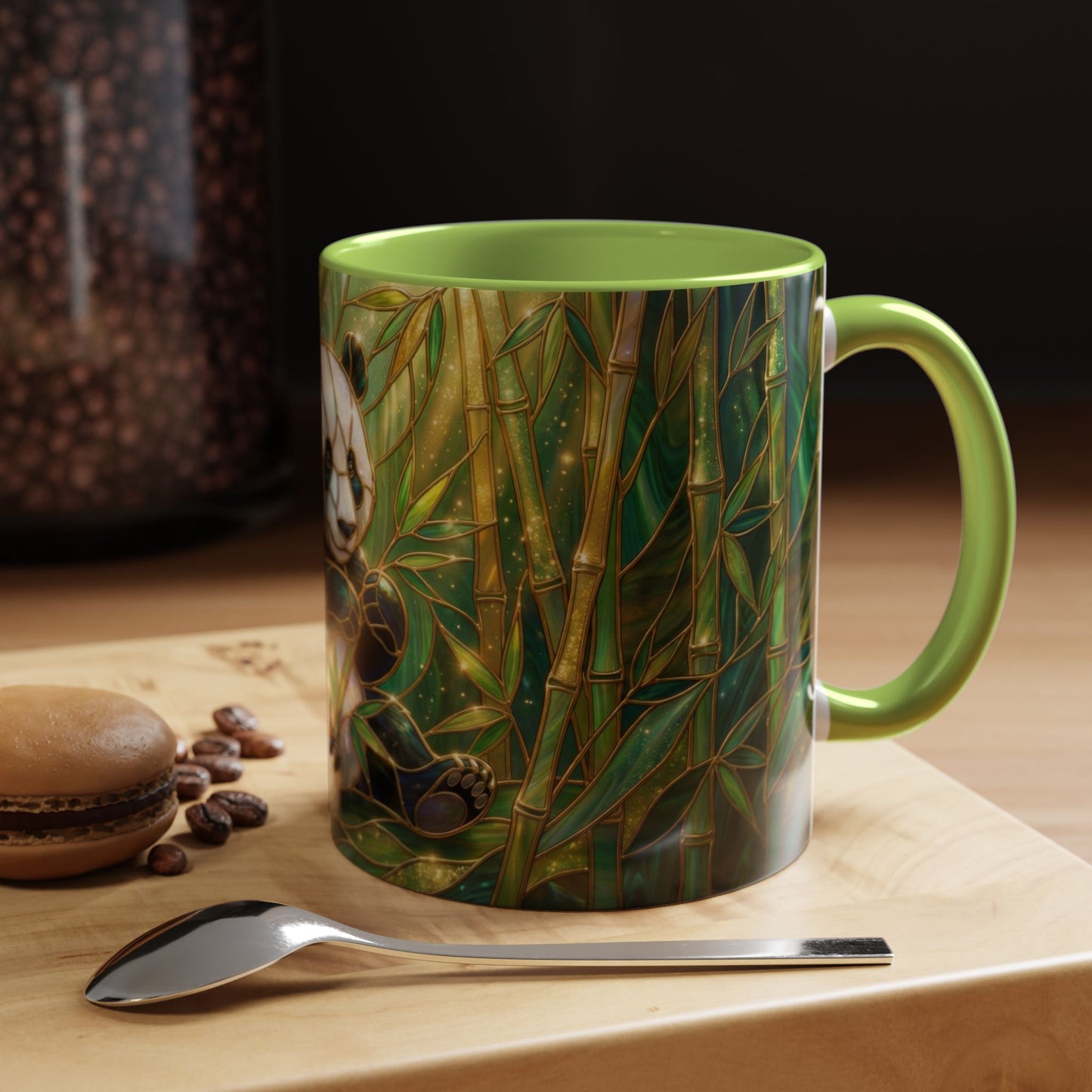 Stained Glass Panda Mug, Panda Coffee Mug, Bamboo Panda Cup, Cute Panda Gift, Nature Animal Mug, Wildlife Art Mug, Panda Lover Gift