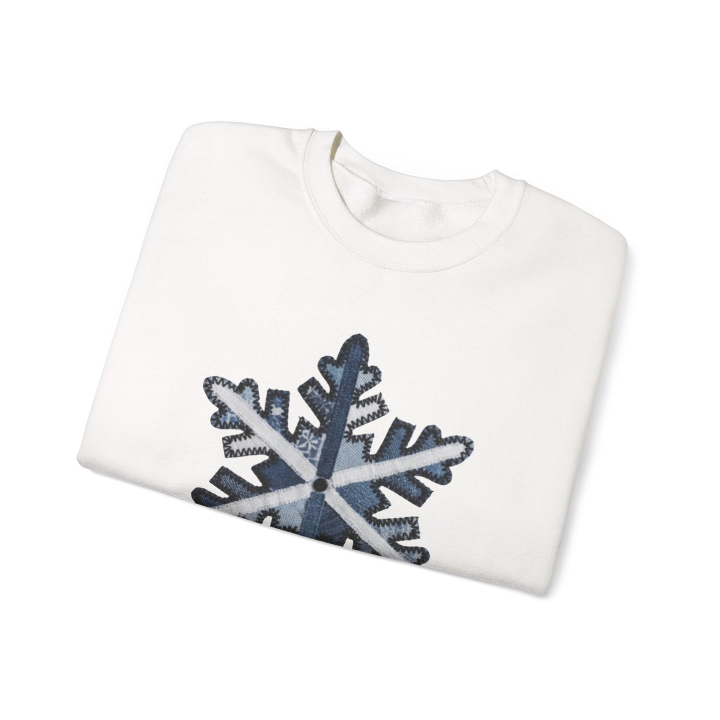 Faux Patchwork Snowflake Sweatshirt, Winter Snowflake Crewneck, Cozy Christmas Sweatshirt, Holiday Patchwork Sweater, Winter Gift