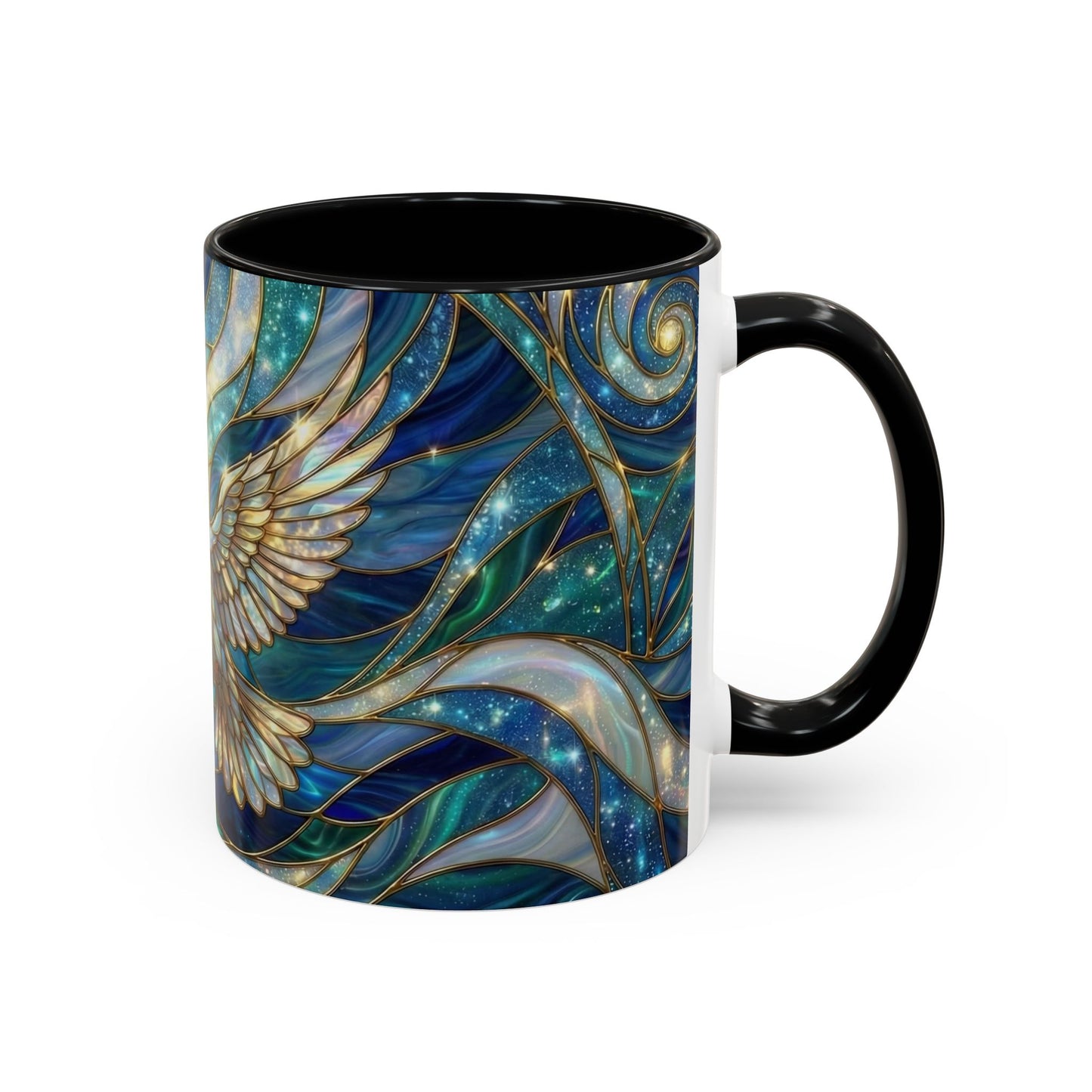 Stained Glass Dove Mug, Christian Coffee Cup, Religious Gift, Faith Art Mug, Holy Spirit Dove, Inspirational Christian Mug