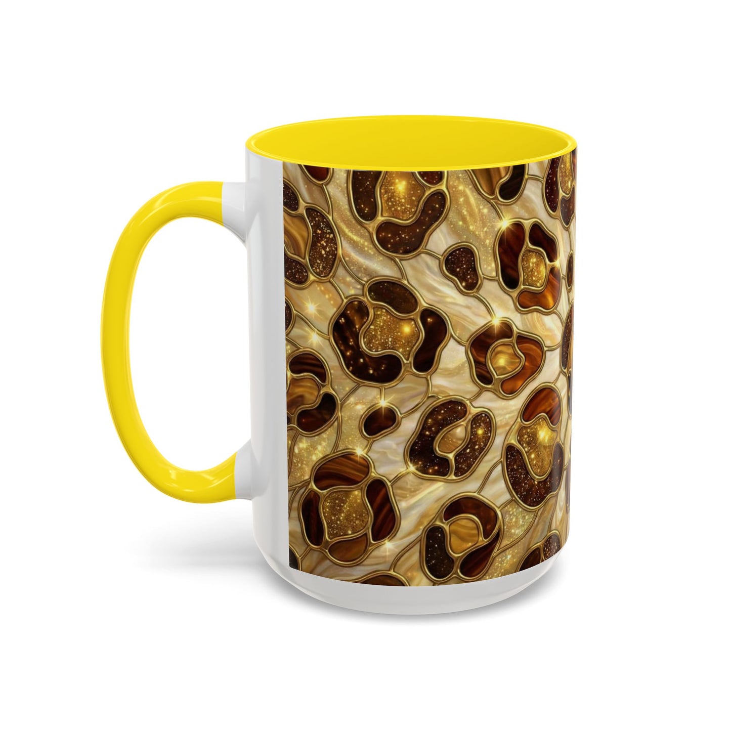 Stained Glass Leopard Print Mug, Gold Cheetah Coffee Cup, Luxury Animal Print Gift, Glam Mosaic Tea Mug, Trendy Desk Decor For Her Gifts