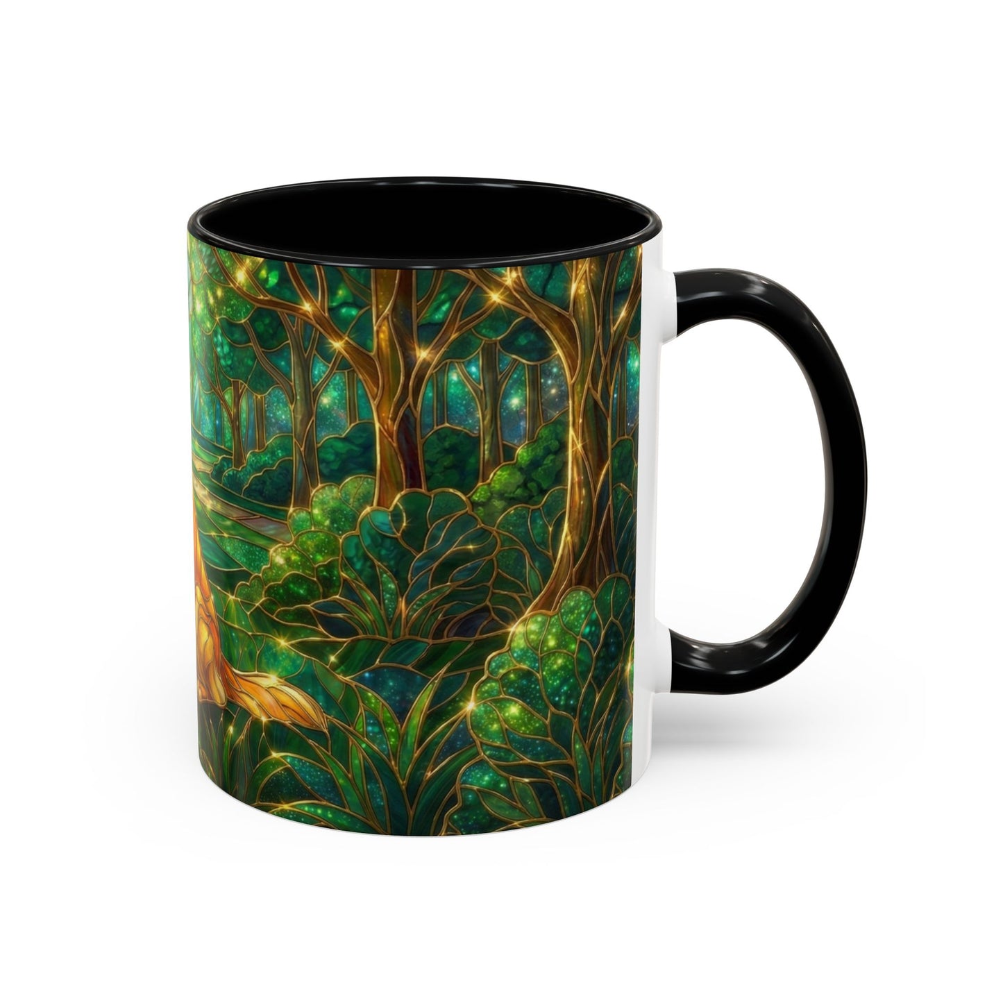 Stained Glass Dog Mug, Golden Retriever Coffee Cup, Pet Lover Ceramic Mug, Forest Art Animal Mug, 11oz 15oz Gift