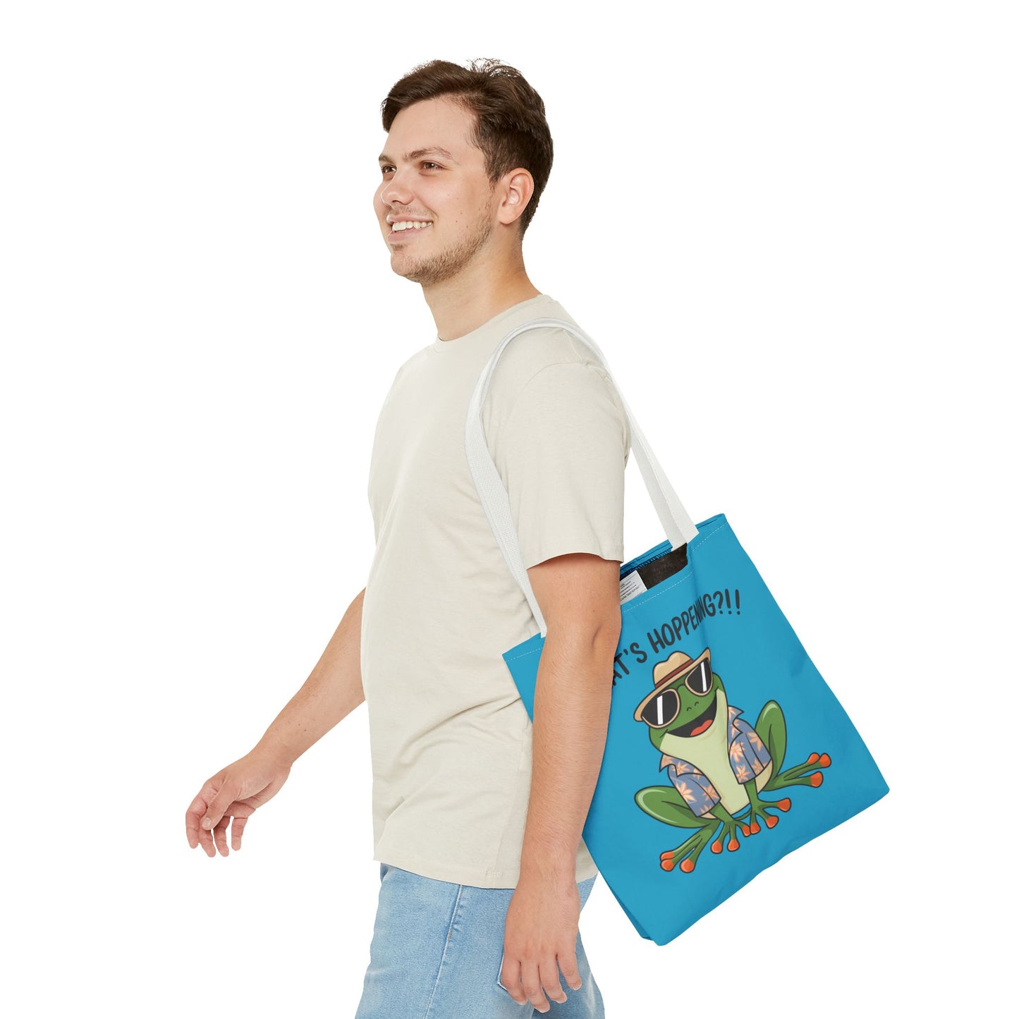 Frog Tote Bag - What's Hoppening Pun Design