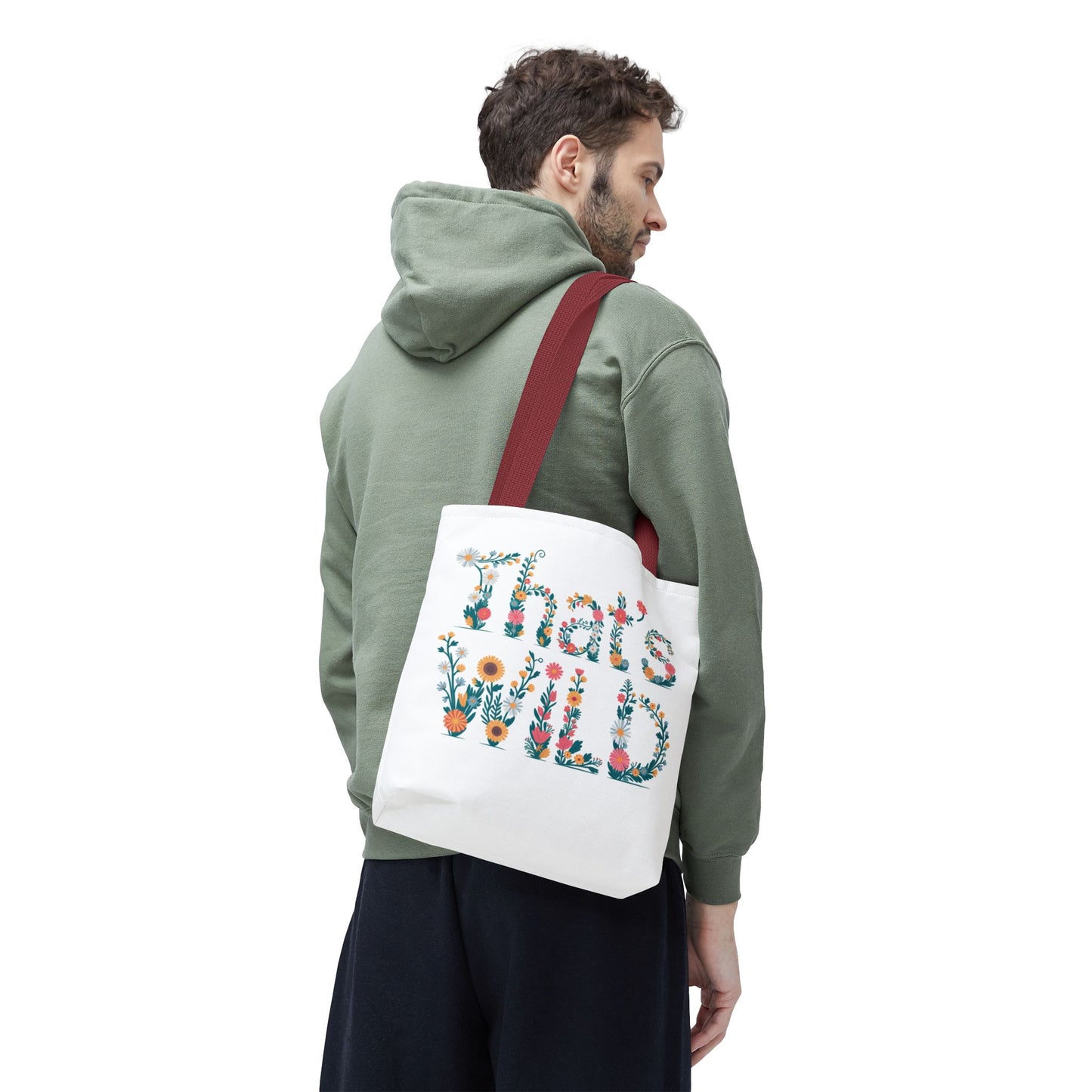 That’s Wild Floral Tote Bag – Cute Boho Canvas Bag With Colorful Flower Lettering, Eco Reusable Shopping Tote, Nature Lover Gift For Everyday Style
