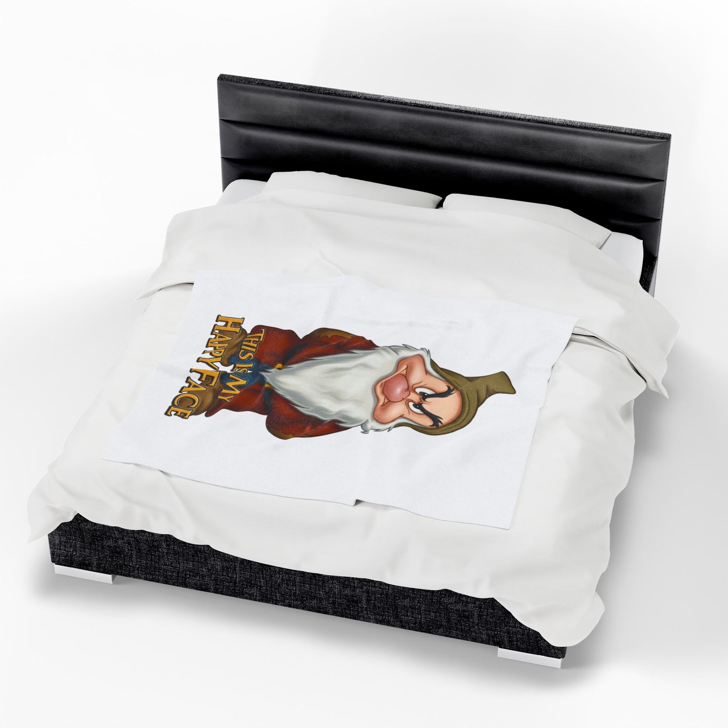 Funny Velveteen Plush Blanket with a Grumpy Dwarf - "This is My Happy Face"