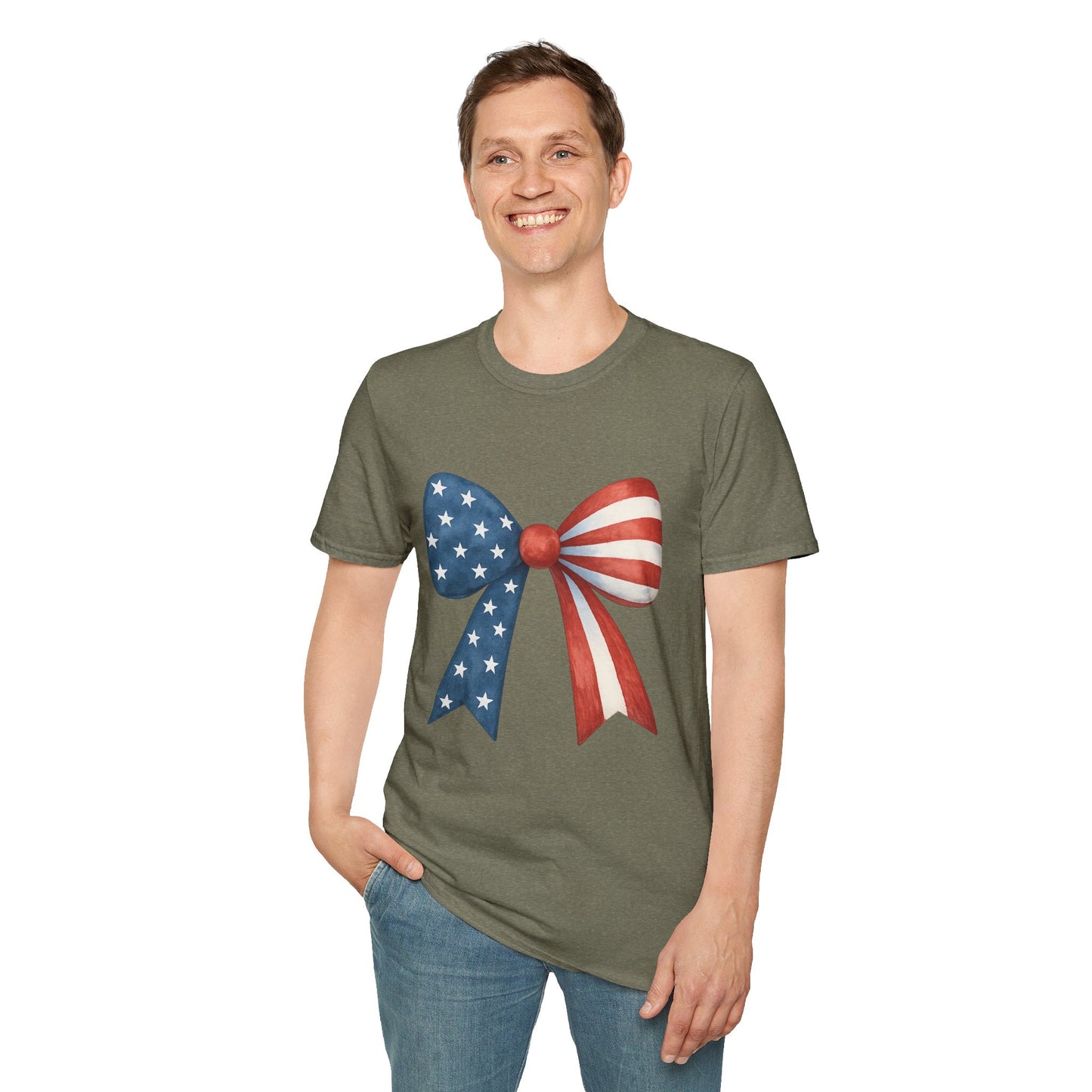 Patriotic Bow USA T-Shirt | 4th of July Shirt | American Flag Bow Tee | Independence Day Shirt | July 4th Graphic Tee | USA Pride Shirt
