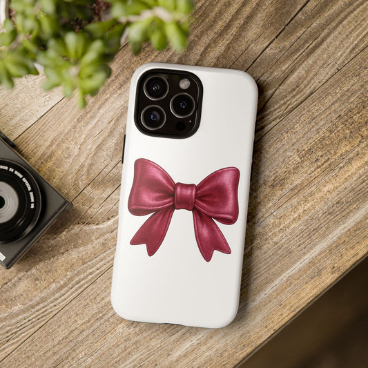 Pink Bow iPhone Case – Cute Girly Phone Cover – Glossy Ribbon Coquette Case – Soft Girl Aesthetic Accessory – Gift for Her iPhone