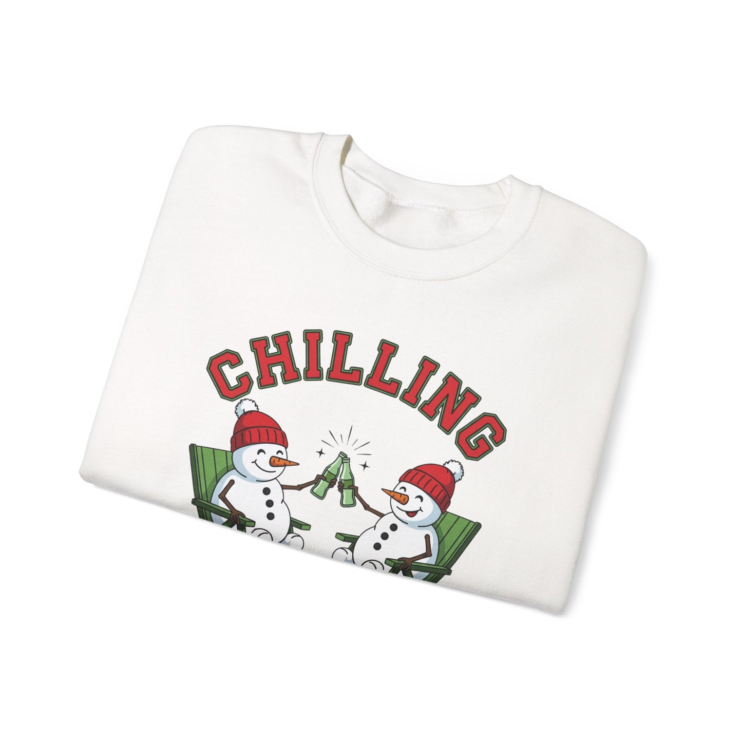 Chilling With My Snowmies Sweatshirt - Funny Christmas Snowman Sweater, Holiday Party Shirt, Cute Winter Gift, Matching Friends Xmas Top