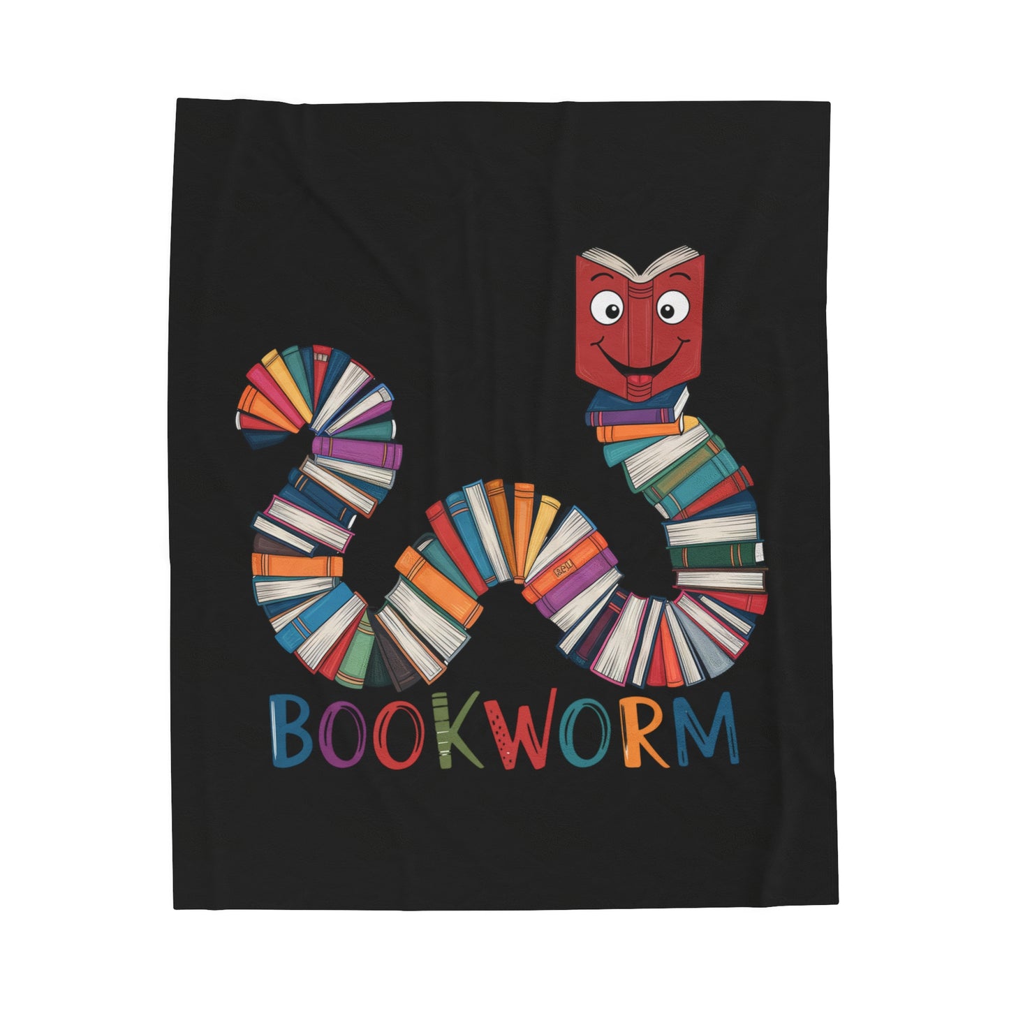 Velveteen Plush Blanket - Bookworm Design
