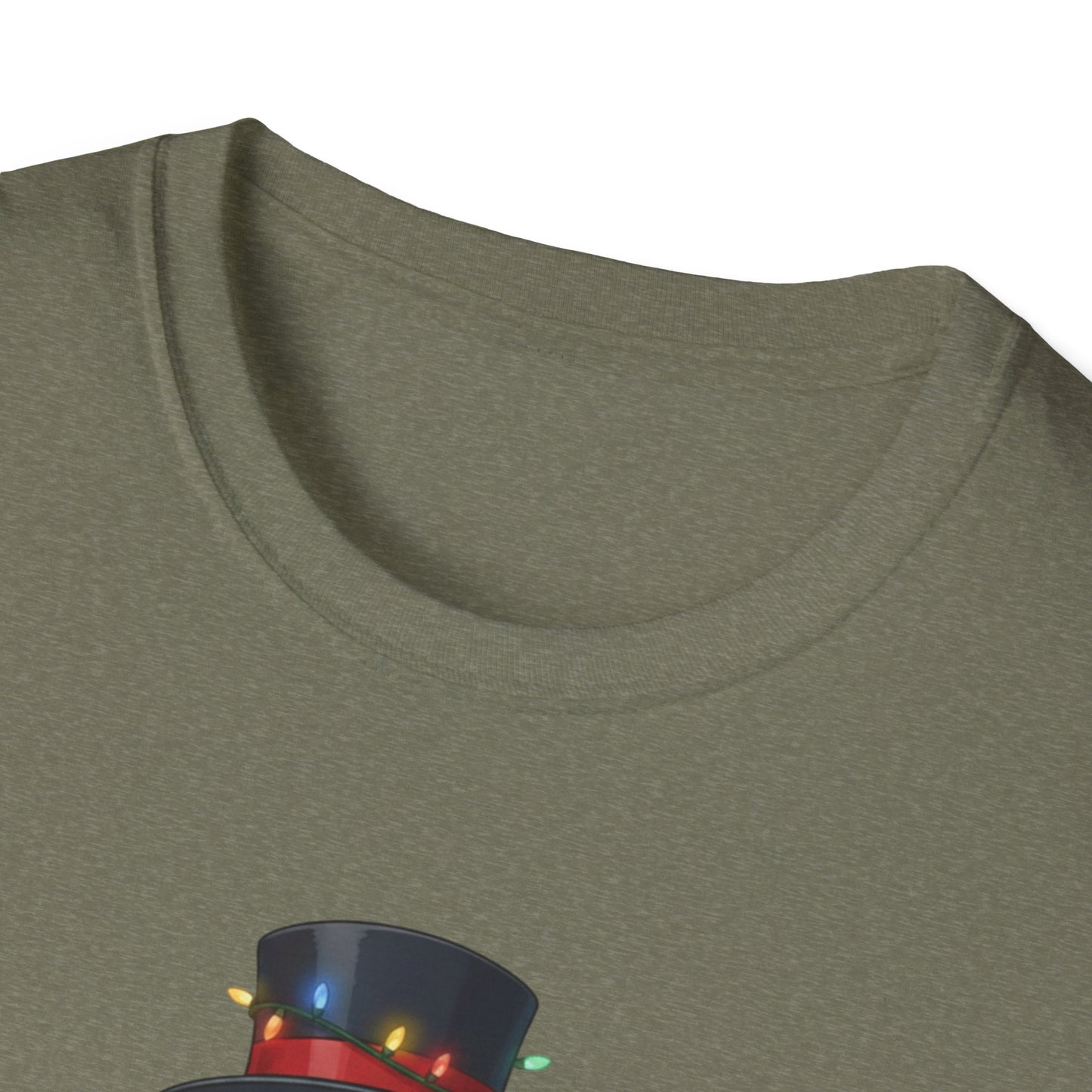 Cute Snowman Christmas Shirt, Snowman Wrapped in Christmas Lights Tee, Holiday Winter Snowman Top Hat Shirt, Funny Cozy Christmas T Shirt