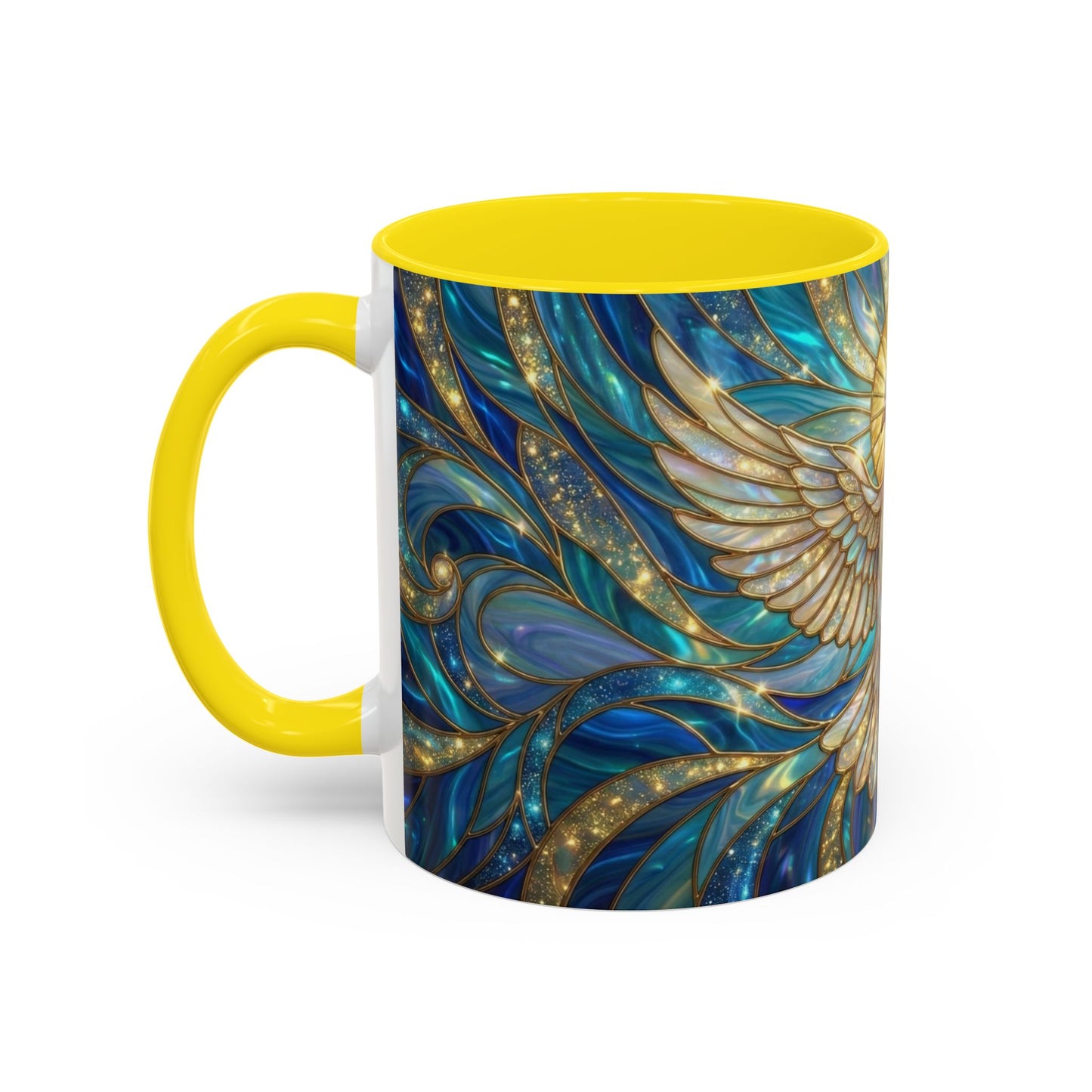 Stained Glass Dove Mug, Peace Dove Coffee Mug, Holy Spirit Dove Cup, Christian Gift Mug, Spiritual Art Mug, Faith Inspired Coffee Cup
