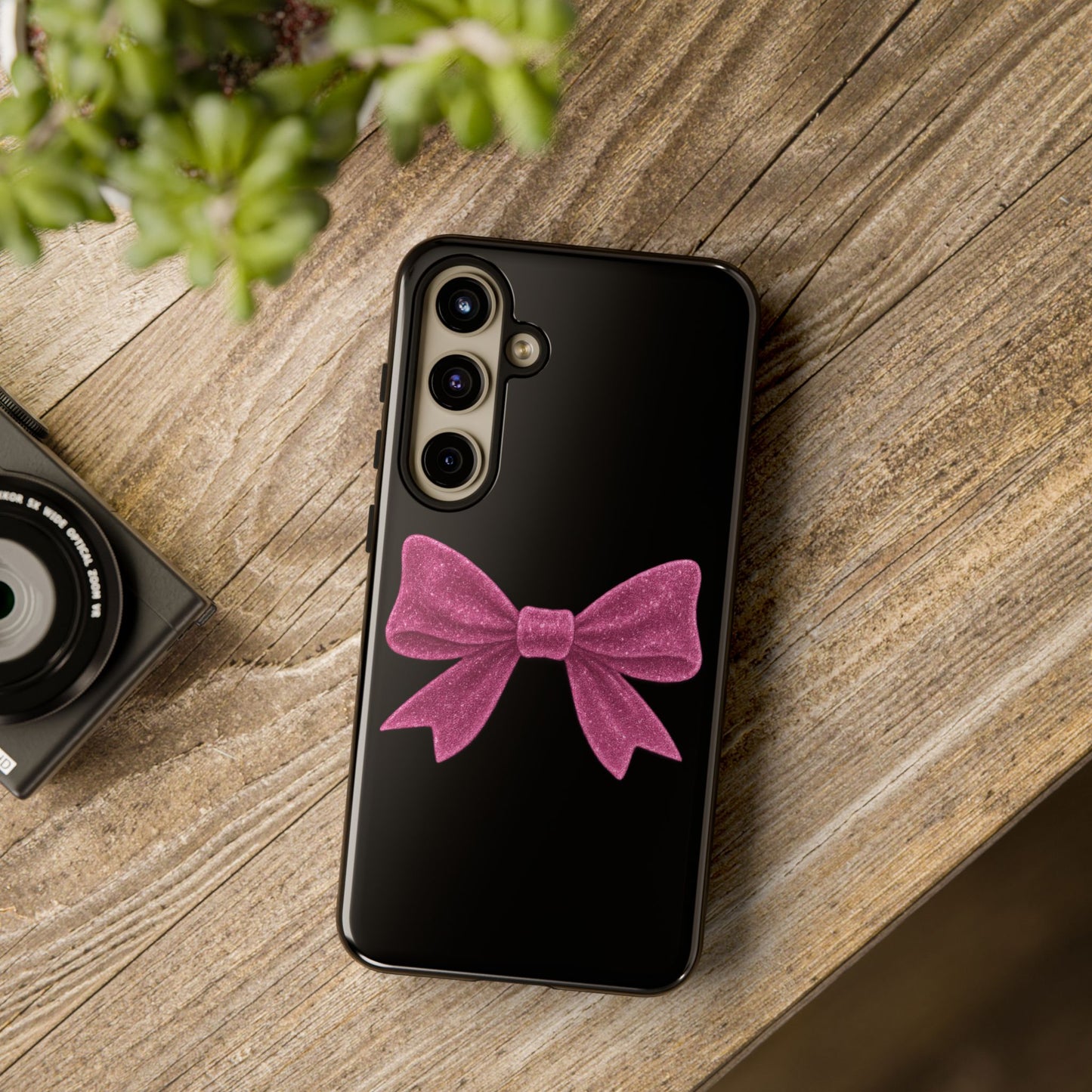 Pink Glitter Bow Samsung Case – Coquette Aesthetic Phone Cover – Girly Glossy Galaxy Case – Cute Soft Girl Tech Accessory – Kawaii Gift Idea