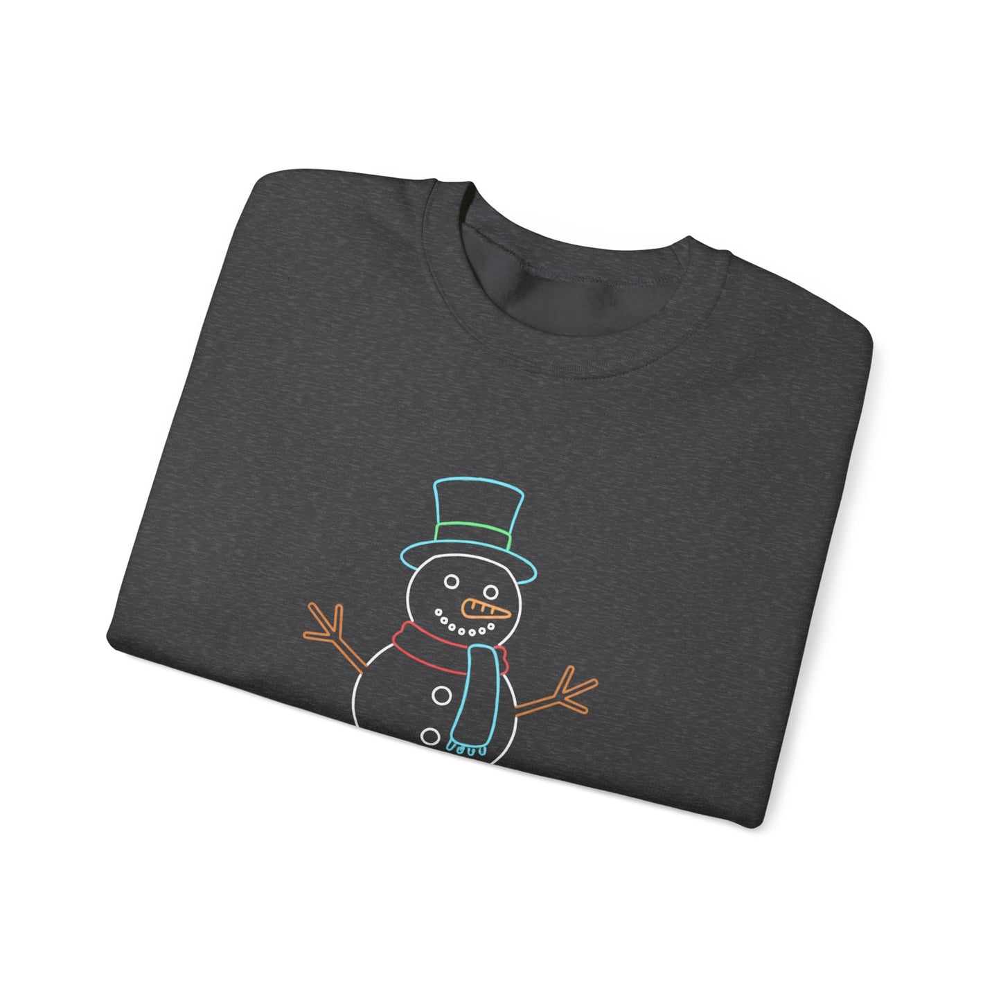 Snowman Sweatshirt, Black Snowman Crewneck, Holiday Winter Sweatshirt Unisex, Cute Snowman Gift for Her Him, Cozy Winter Fashion