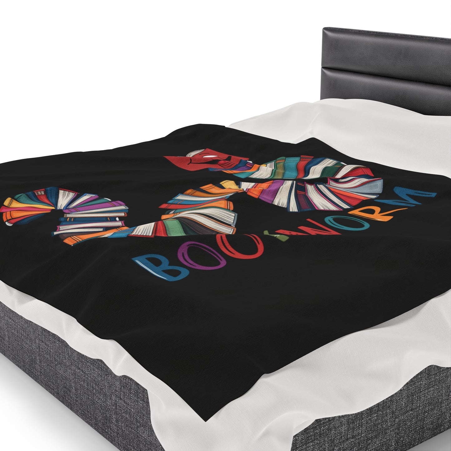 Velveteen Plush Blanket - Bookworm Design
