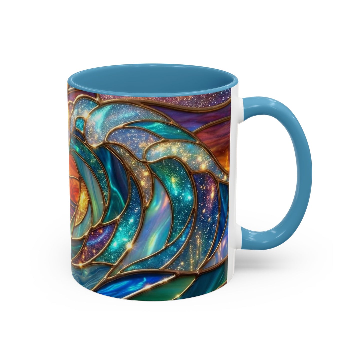Stained Glass Wave Mug, Cosmic Ocean Coffee Cup, Celestial Sunrise Tea Mug, Surfer Beach Decor Gift, Starry Sea Art, Ocean Lover Cup