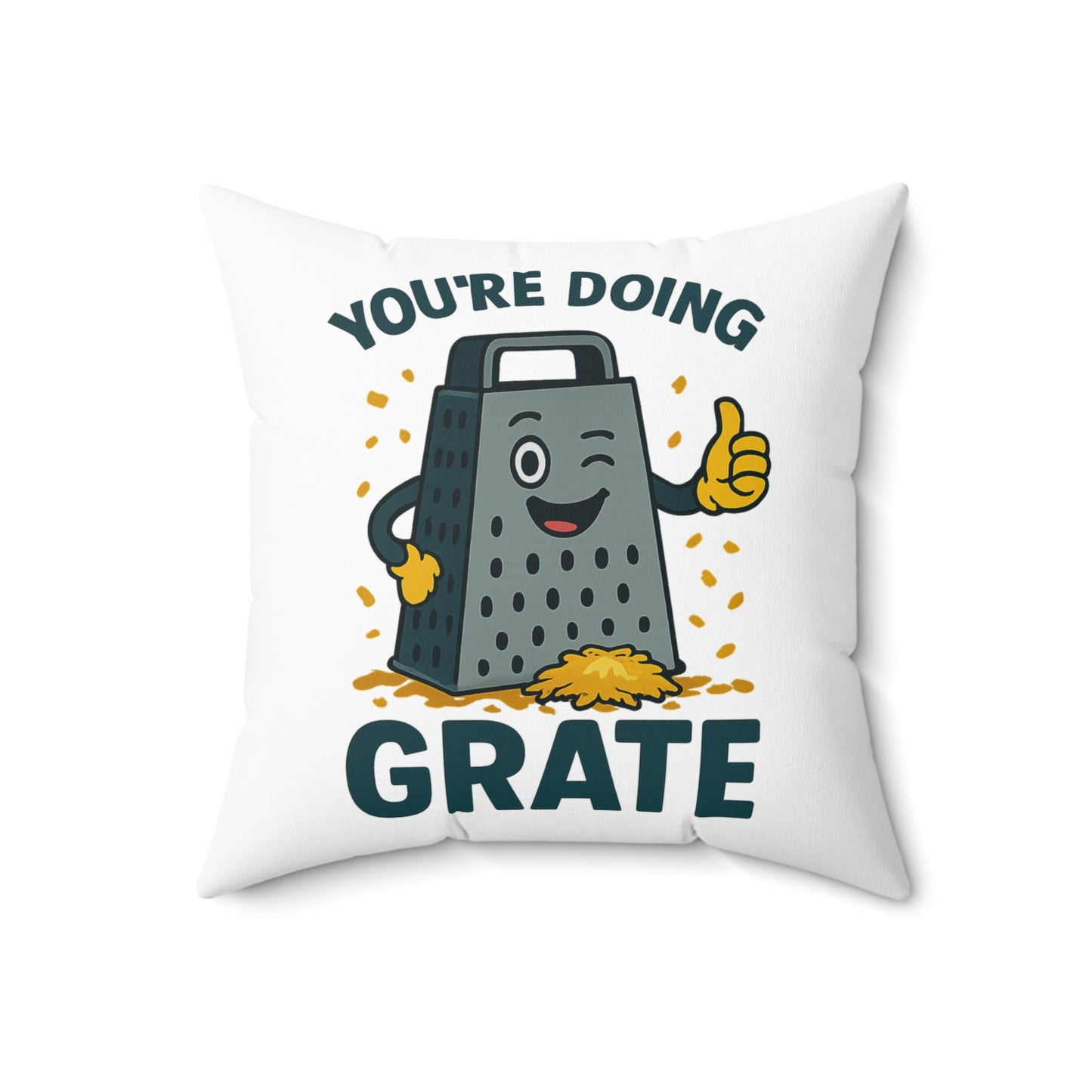 Funny Pun Throw Pillow – You're Doing Grate Cheese Joke Cushion – Foodie Kitchen Decor – Motivational Gift – Cute Cheese Pun Pillow