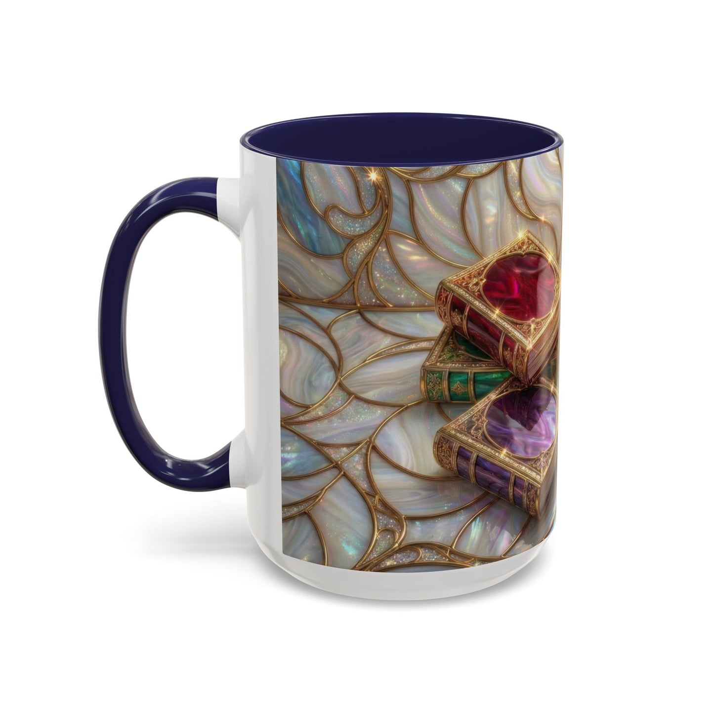 Stained Glass Book Mug, Fantasy Book Lover Coffee Cup, Magical Library Mug, Bookish Gift For Readers, Dark Academia Mug