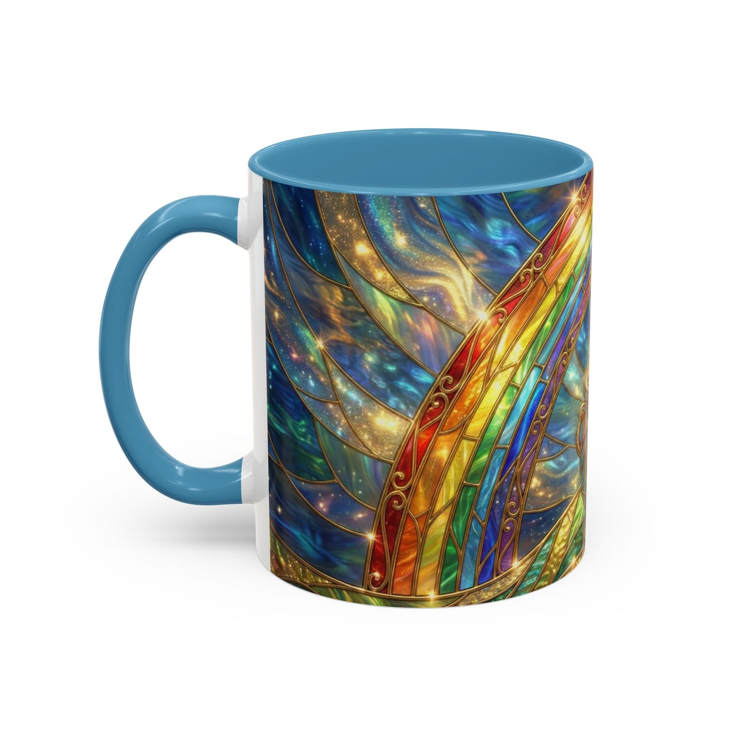 Stained Glass Pot of Gold Mug, Rainbow Coffee Cup, St Patricks Day Gift, Magical Fantasy Tea Mug, Celestial Drinkware, Lucky Irish Gift