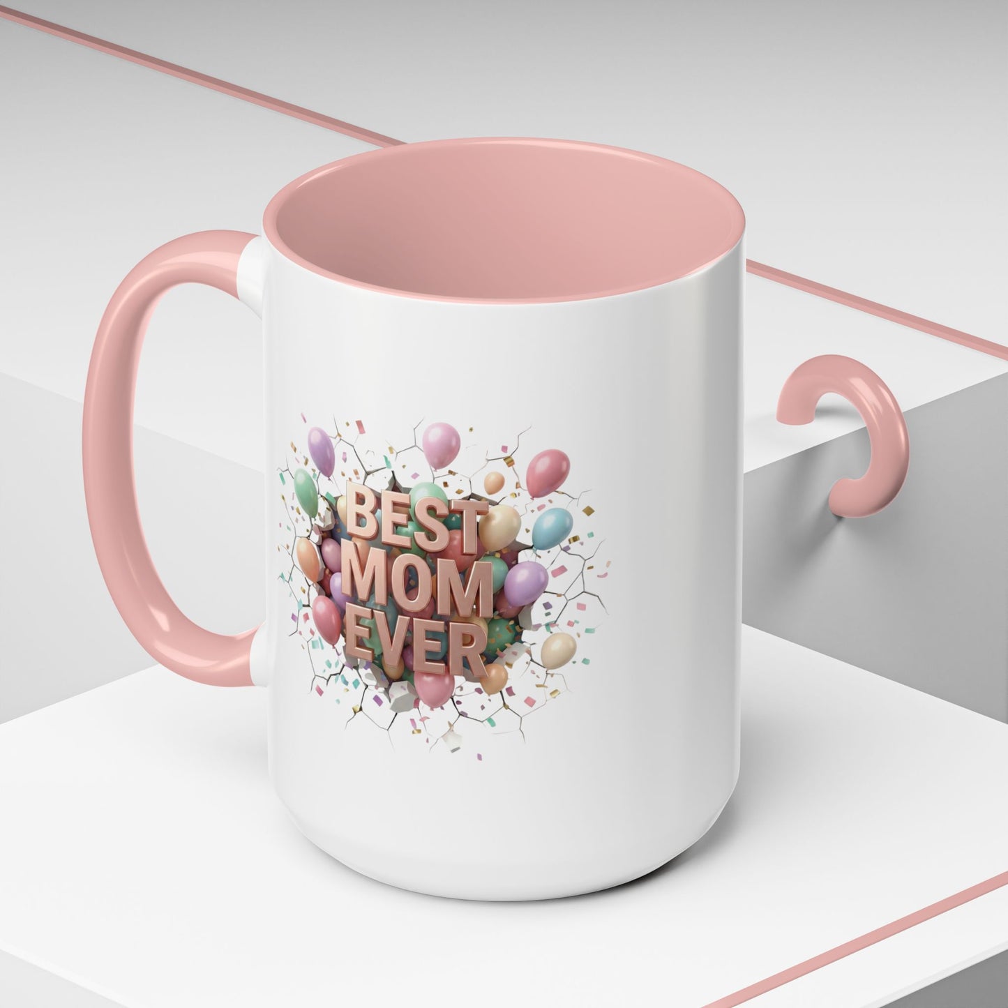 Personalized Mom Mug, Best Mom Ever Gift, Custom Name Coffee Cup, 3D Balloon Design, Mothers Day Gift, New Mom Gift 2025, Custom Mug