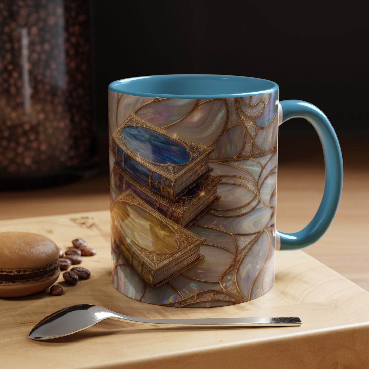 Stained Glass Book Mug, Fantasy Book Lover Coffee Cup, Magical Library Mug, Bookish Gift For Readers, Dark Academia Mug