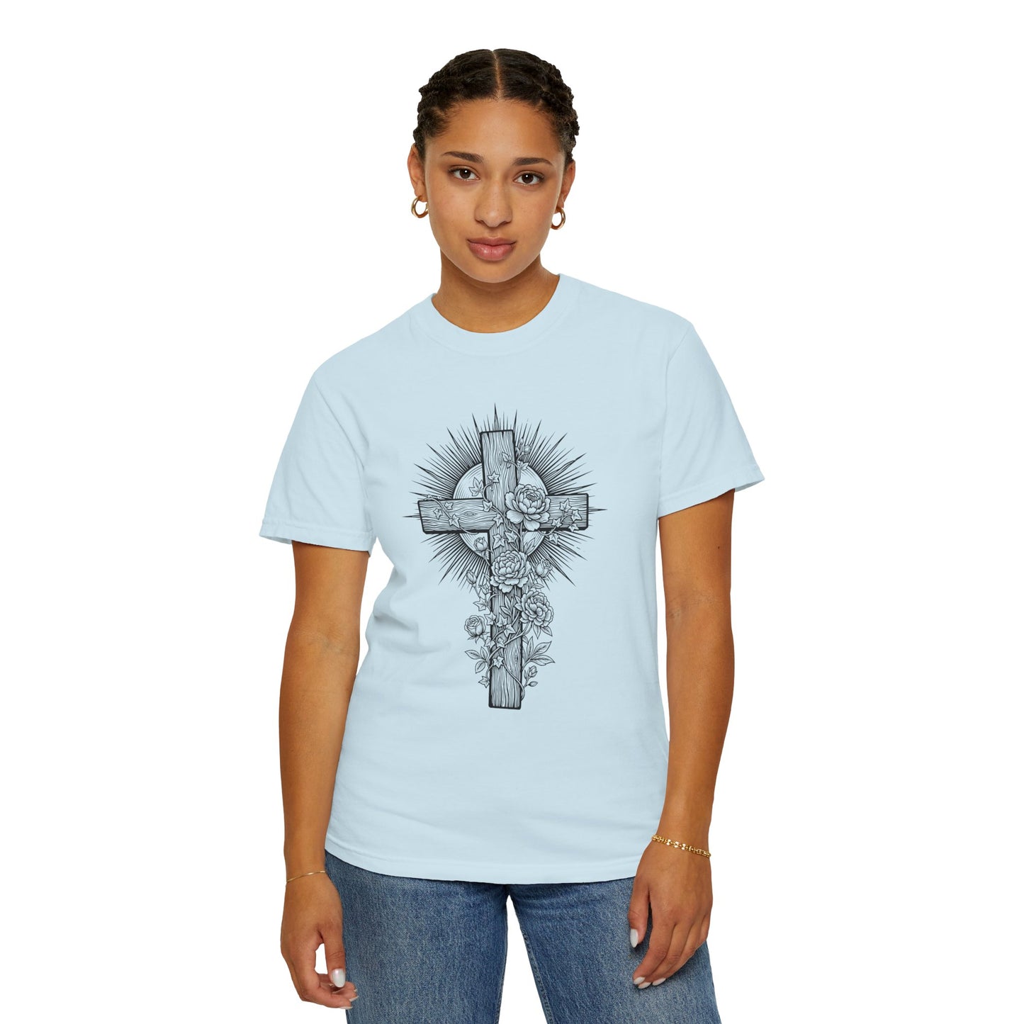 Christian Floral Cross Shirt, Boho Faith T-Shirt, Religious Botanical Tee, Wildflower Jesus Shirt, Easter Apparel, Christian Gifts