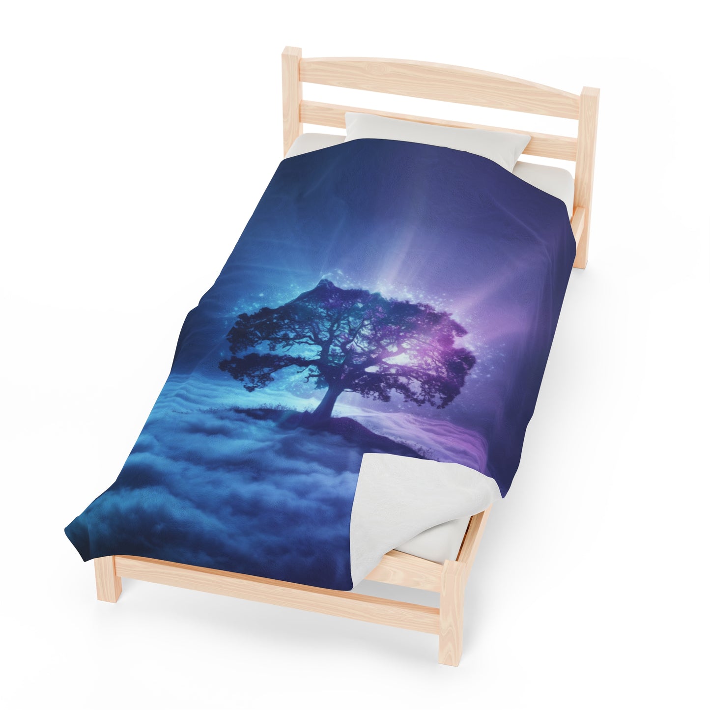 Plush Blanket Dreamy Tree in the Clouds Design