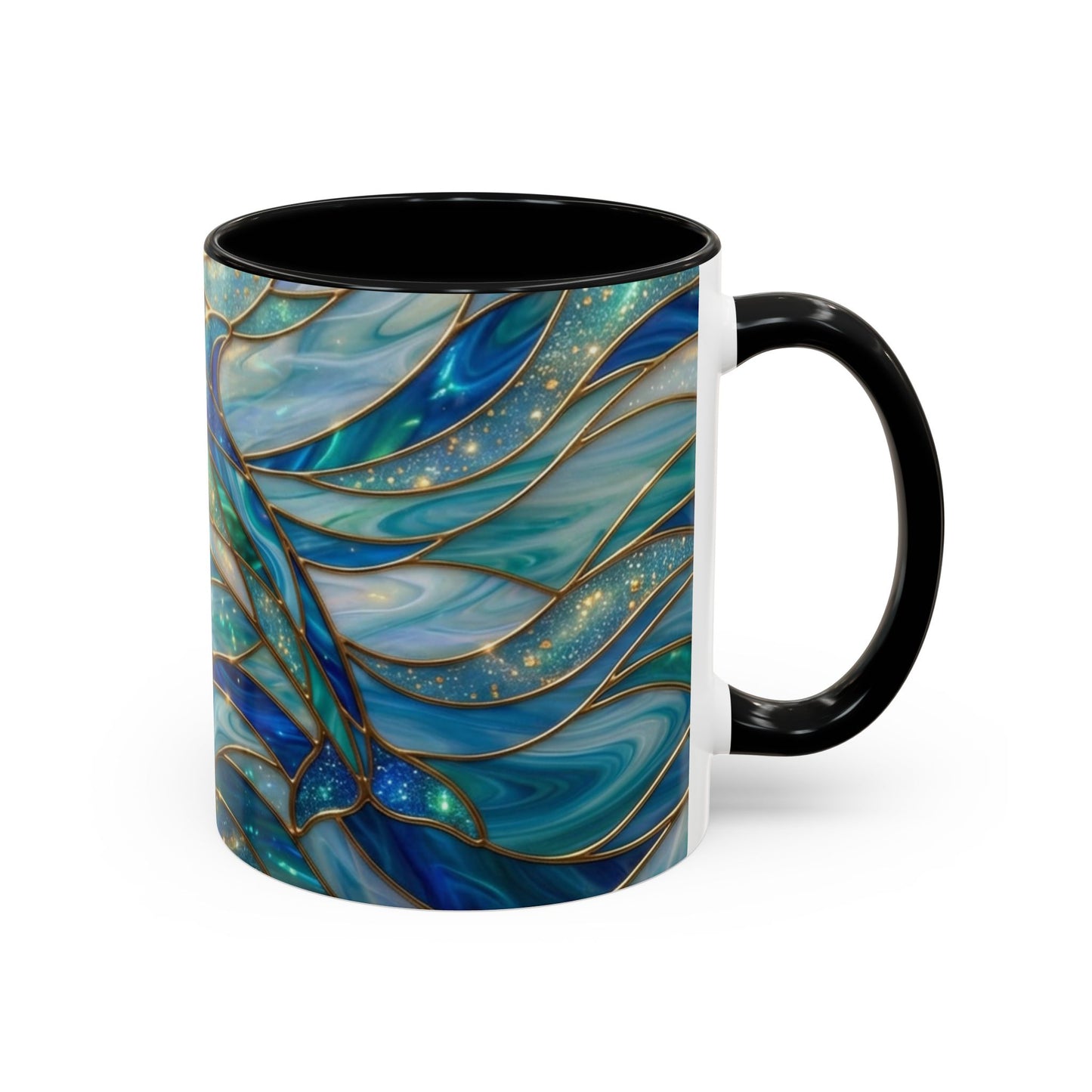 Stained Glass Dolphin Mug, Dolphin Coffee Cup, Ocean Art Mug, Sea Life Gift, Nautical Decor Mug, Coastal Dolphin Lover Gift