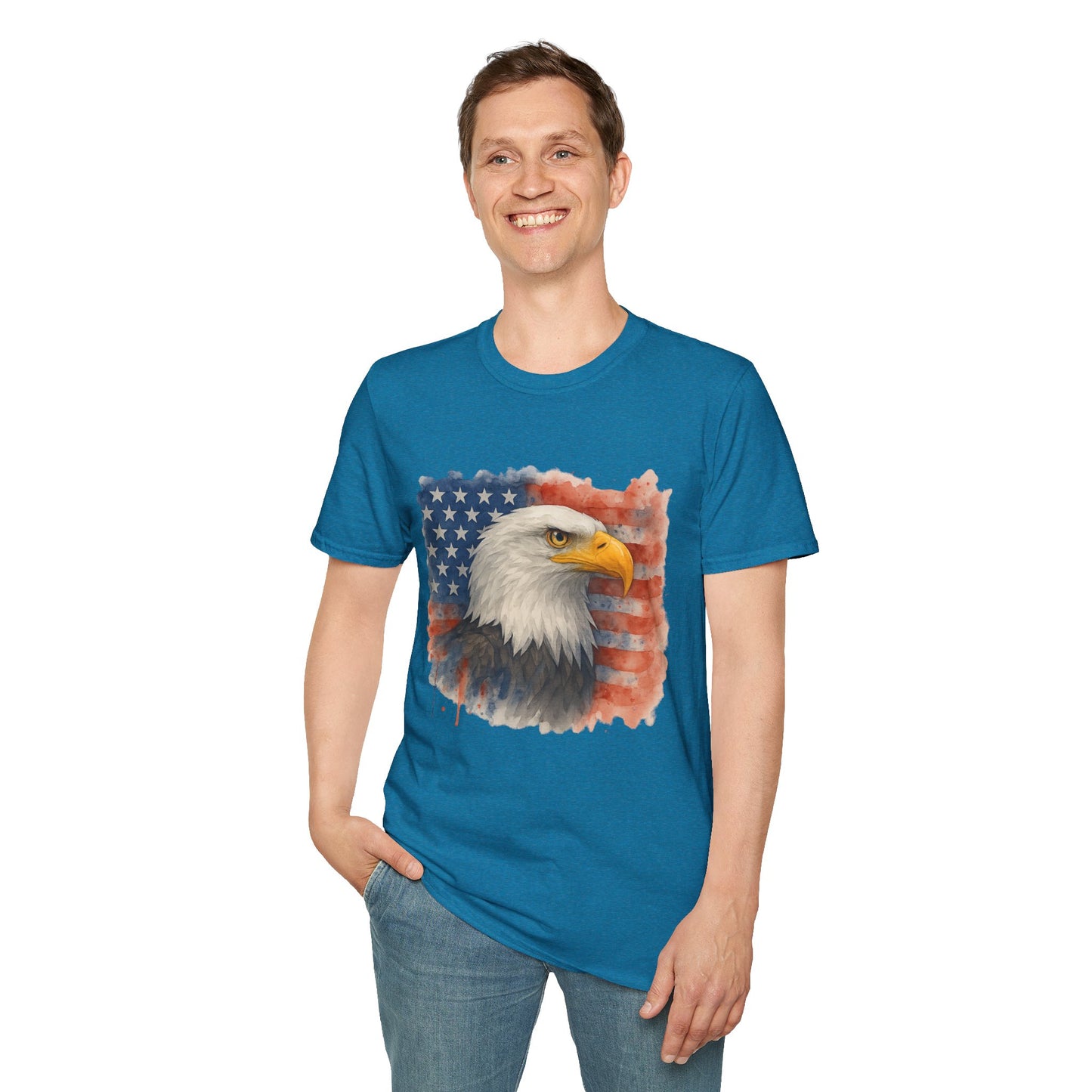 American Eagle & Flag T‑Shirt | Patriotic Graphic Tee | Bald Eagle USA Shirt | 4th of July Tee | Independence Day Apparel