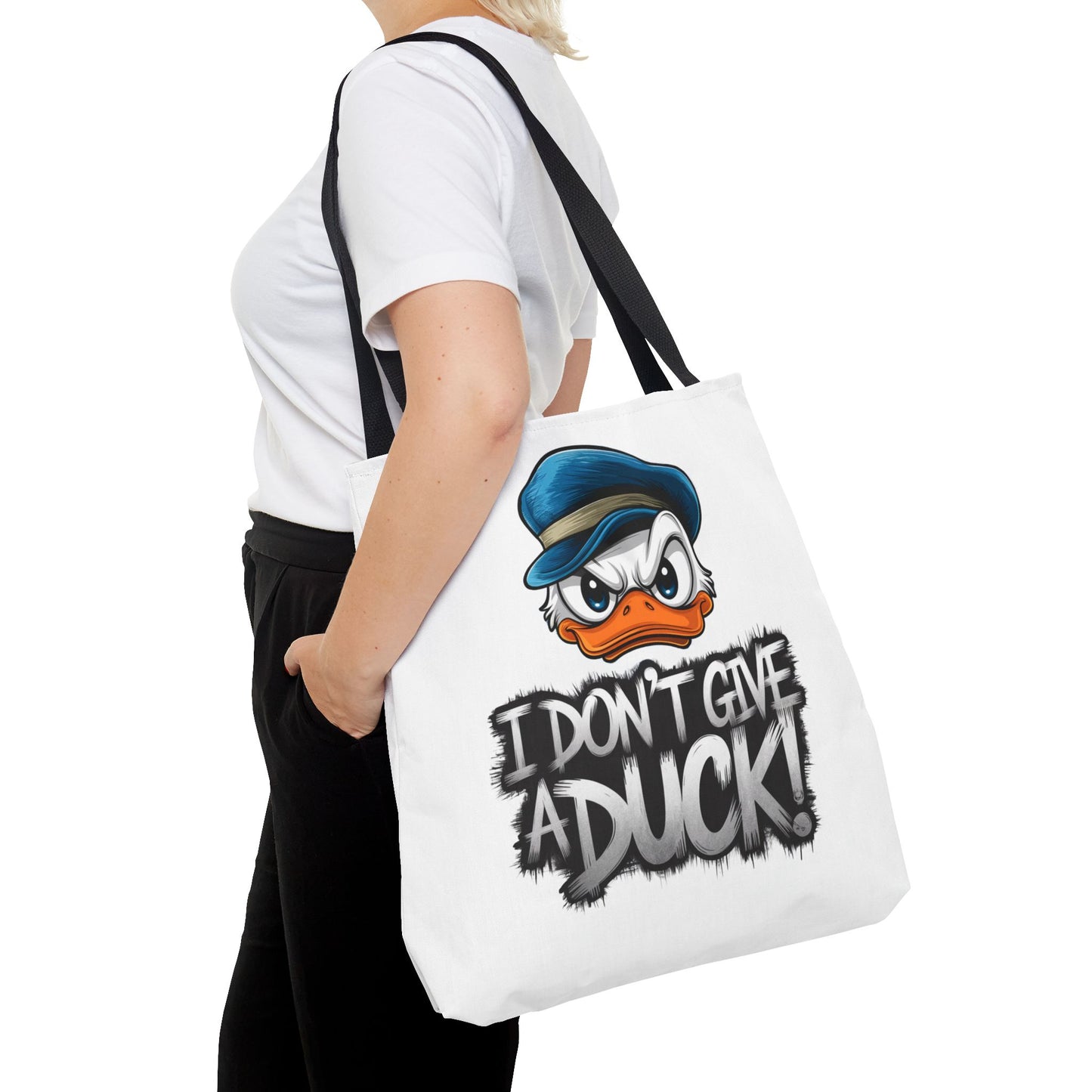 Funny Grumpy Duck Tote Bag | I Don’t Give A Duck Canvas Tote | Eco Reusable Cotton Gift Tote | Cute Animal Humor Market Bag